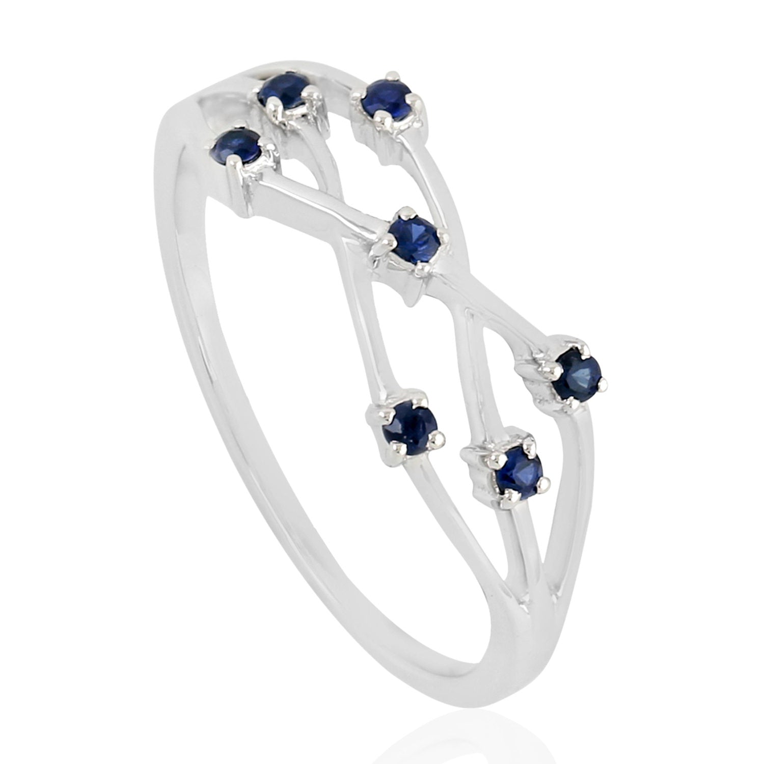 18k White Gold Blue Sapphire Gemstone Designer Ring for Women - Elegant Jewelry Gift for Engagement, Wedding & Special Occasions