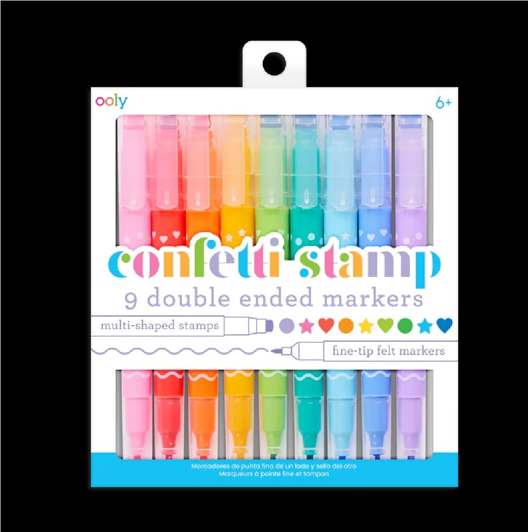 9-Piece Double-Ended Confetti Stamp Markers Set - Perfect for Scrapbooking, Card Making & DIY Crafts