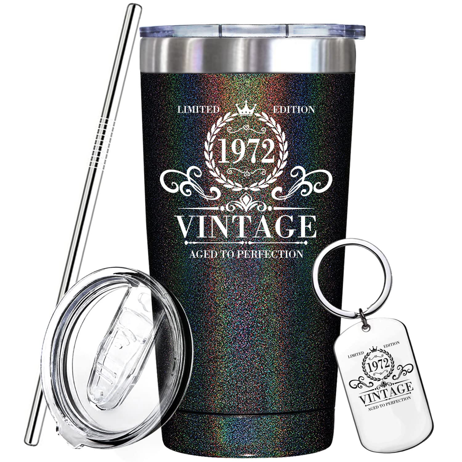 50th Birthday Gifts for Women & Men - Unique 1972 Themed Wedding Anniversary Present for Couple, Parents - 50 Year Old Gift Ideas for Mom & Dad - Insulated Tumbler Cup - Perfect for Coffee, Tea & Celebrations