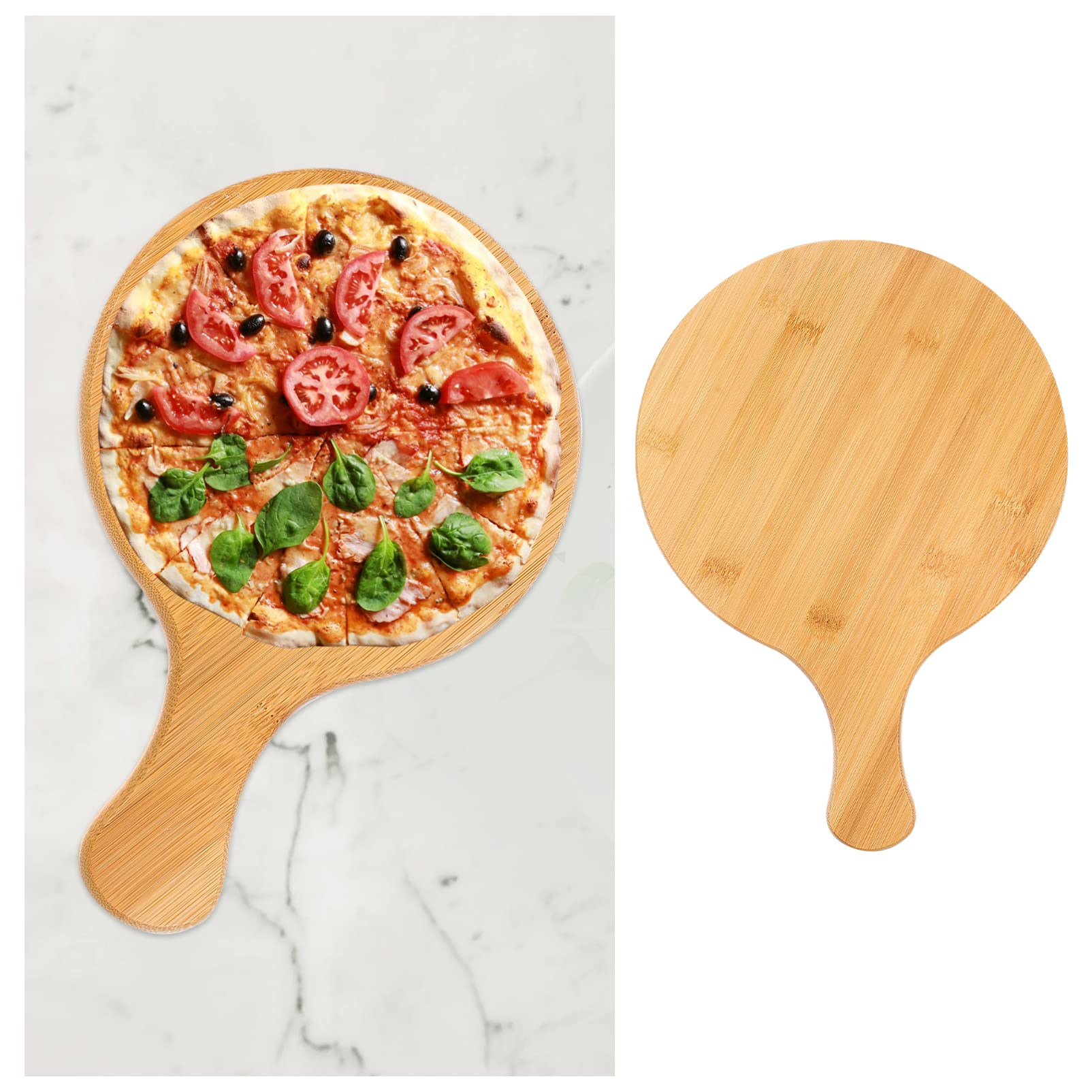 Cabilock 1-Piece Round Wooden Serving Board - Perfect for Appetizers, Crackers, Bread, Pizza, Desserts & Sushi | Bamboo Wood Tray for Coffee Table, Party Platter & Charcuterie Display