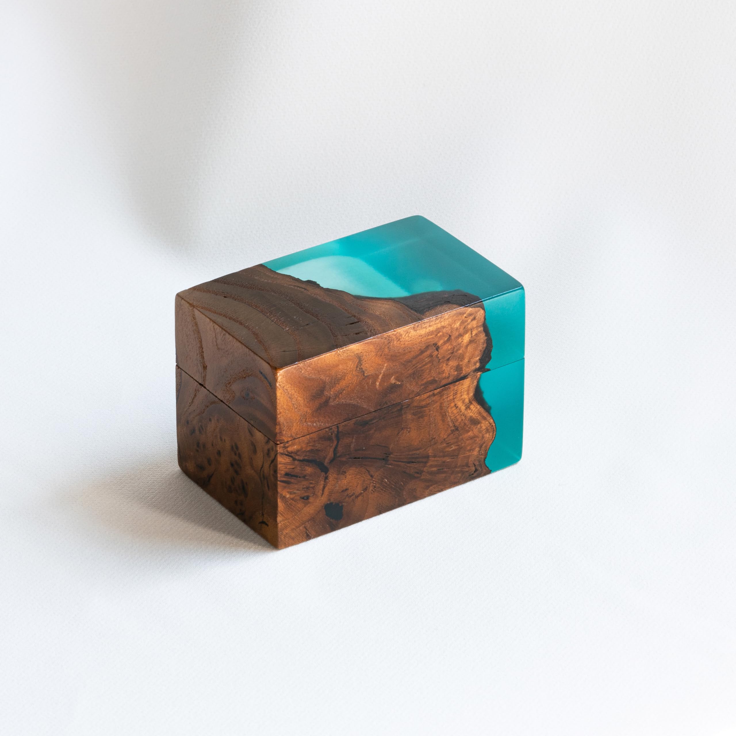 Exquisite Handcrafted Wooden Ring Box - Unique Engagement Ring Bearer Box for Wedding Proposals - Double Ring Holder for Women & Men (Aqua Blue) - Perfect for Engagement Gifts, Wedding Ceremonies & Romantic Surprises