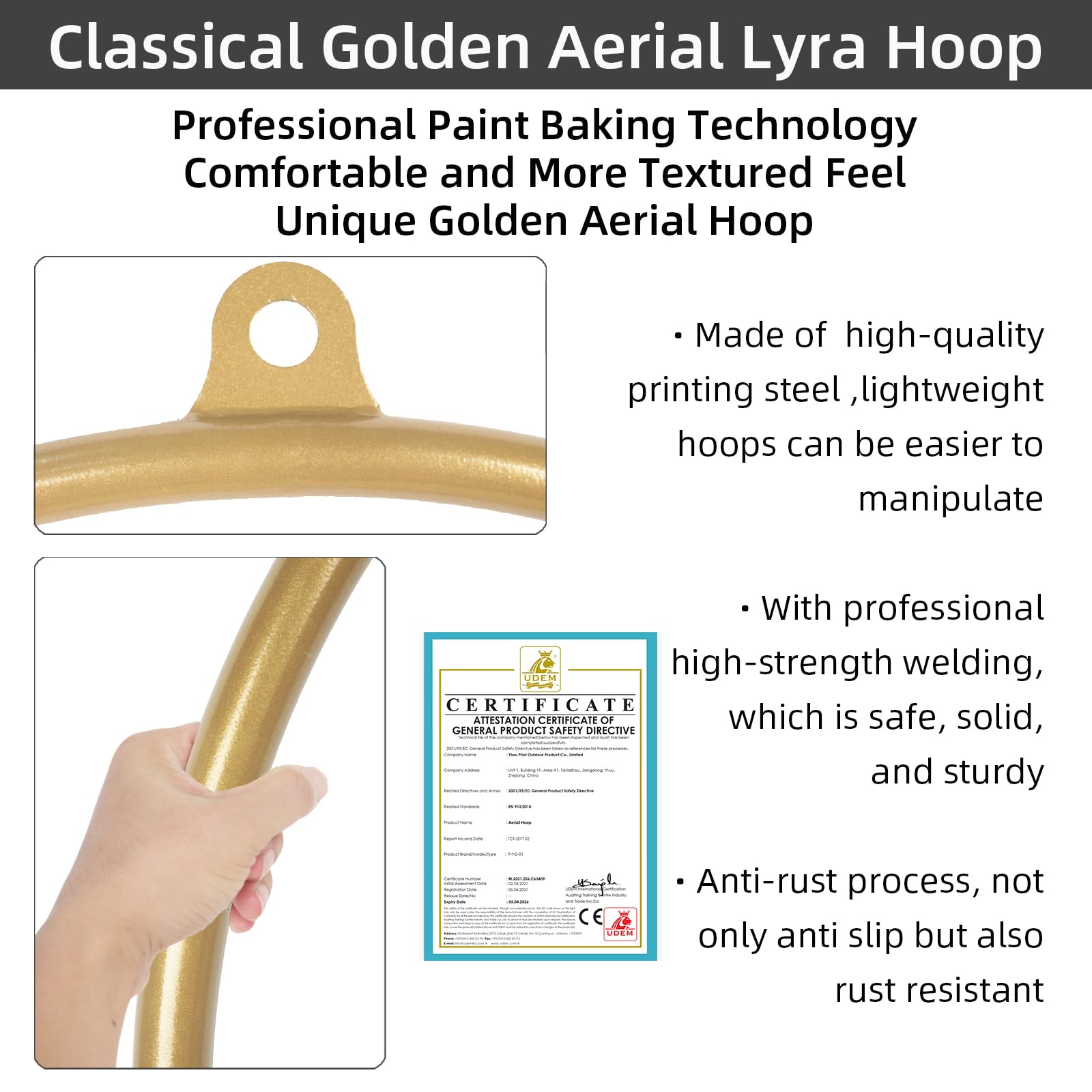 Professional Aerial Hoop Set - PRIOR FITNESS Aerial Lyra Hoop with Complete Rigging Hardware Kit | Acrobatics Equipment & Yoga Dance Sling Kit for Home Gym, Circus Training & Aerial Fitness Workouts