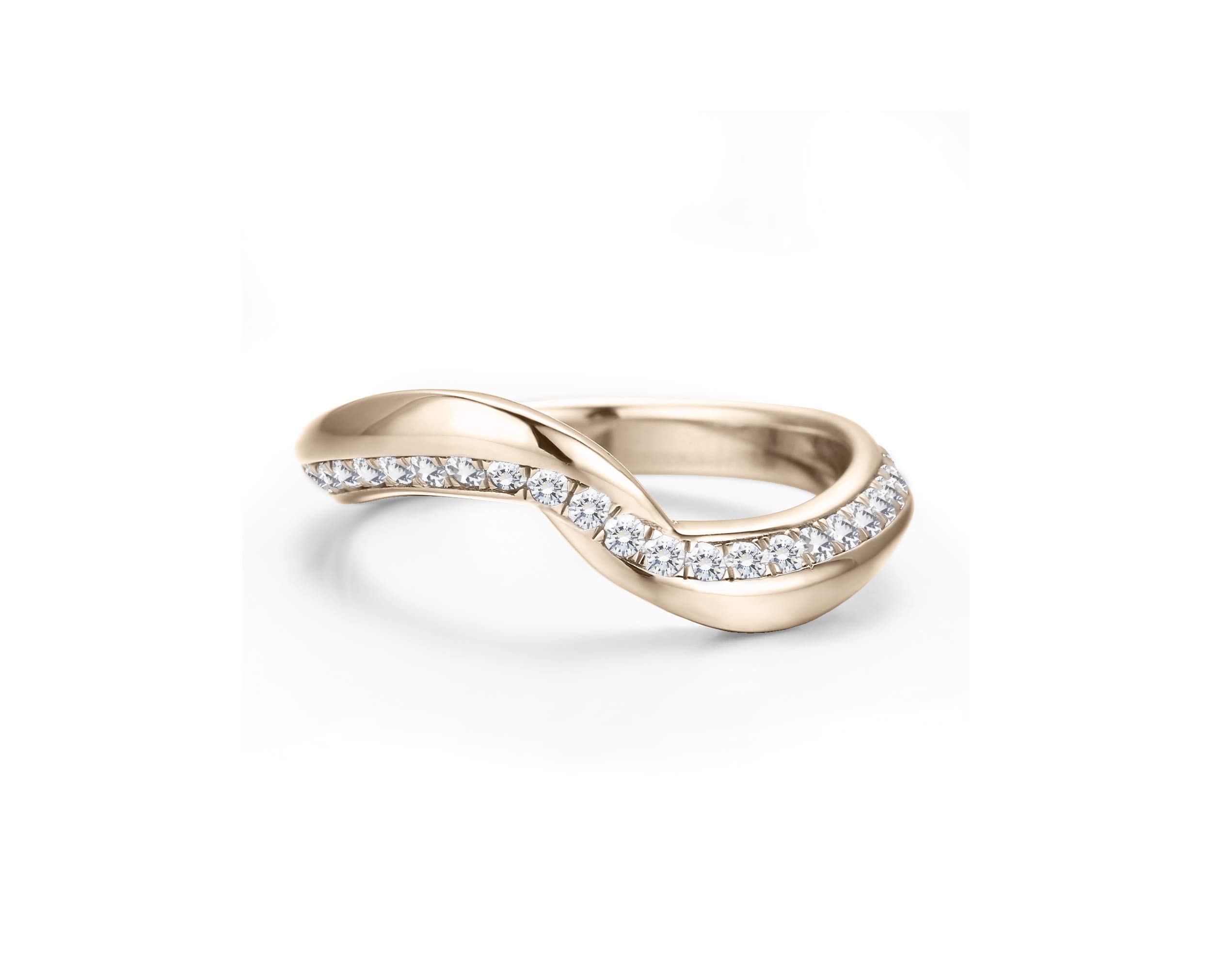 14K Solid Gold Swirl Eternity Ring with Pave Diamonds - April Birthstone Wedding Band & Engagement Ring for Women | Minimalist Unique Non-Traditional Jewelry | Perfect for Anniversaries, Proposals & Special Occasions
