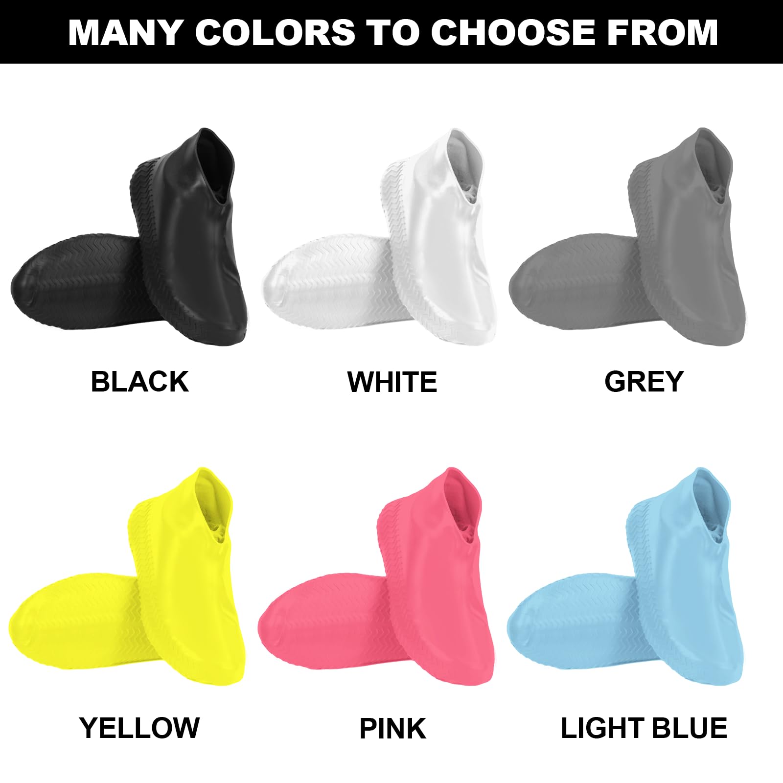Waterproof Reusable Silicone Shoe Covers for Men Women Kids - Non Slip Rain Boot Protectors for Outdoor Cycling Hiking Walking (X-Large, White) - Keep Feet Dry in Rainy Weather & Outdoor Activities