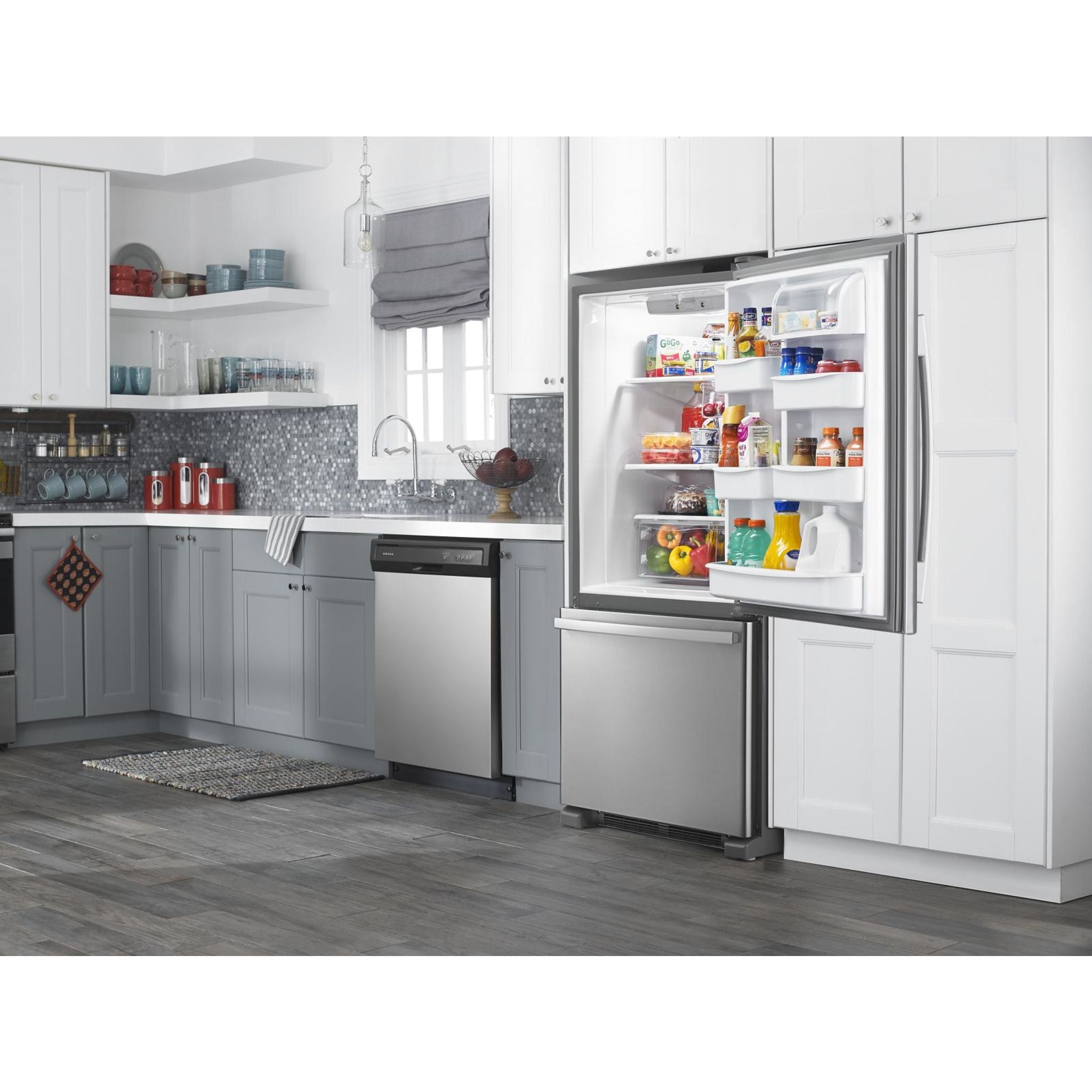 Amana Bottom Mount Refrigerator (ABB1924BRM) - 24.5 Cu. Ft. Stainless Steel French Door Fridge with Adjustable Shelves & Humidity-Controlled Crispers - Perfect for Modern Kitchens & Open Floor Plans