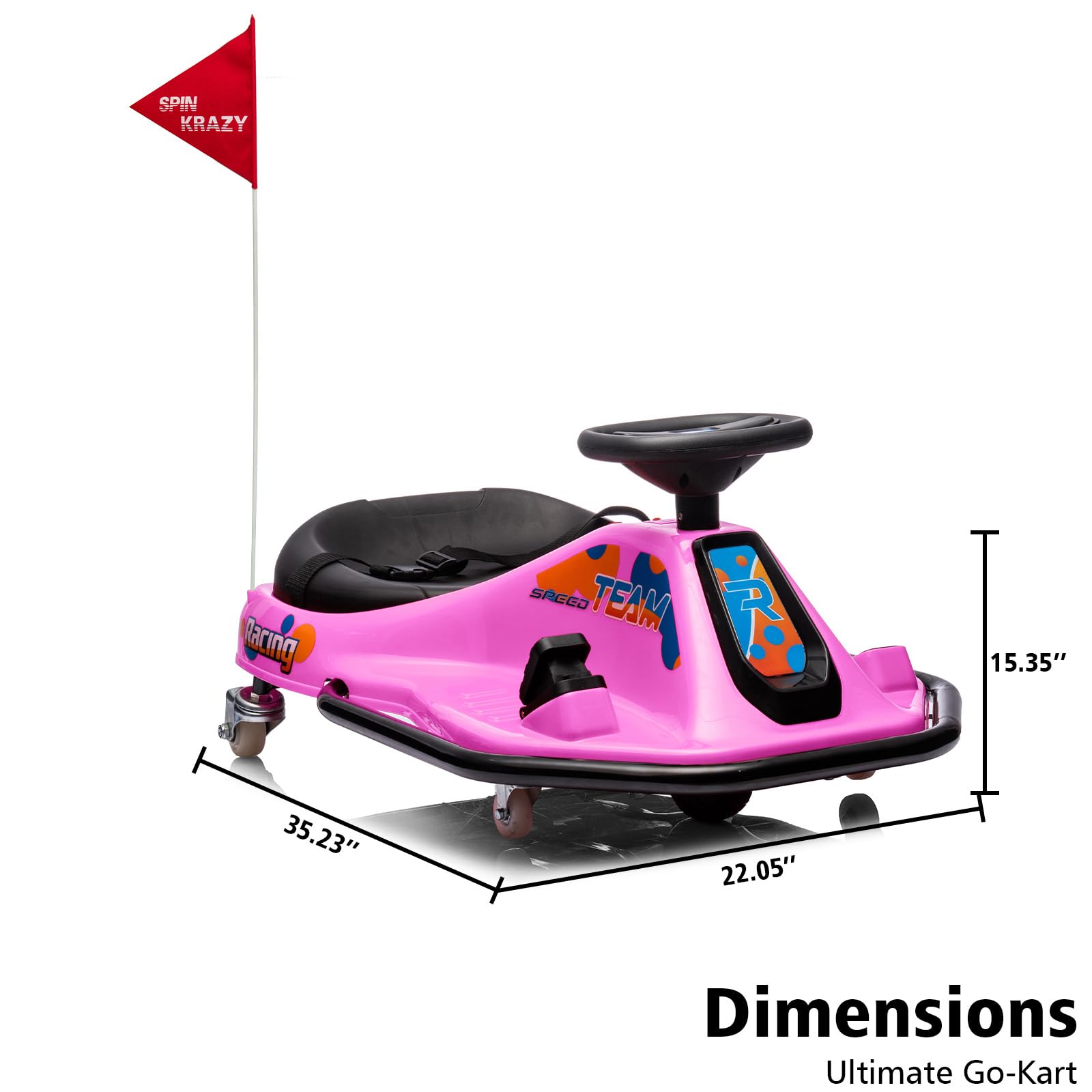 GARVEE 360° Rotating Electric Ride On Drift Car for Kids - 24V Drifting Go Kart with Variable Speed, LED Flashing Lights, Music & Flag | Birthday Gift, Outdoor Play, Backyard Racing Fun (Pink)