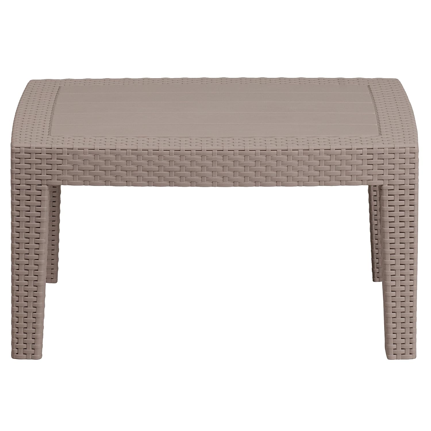 Flash Furniture Seneca Light Gray Faux Rattan Coffee Table - Modern Indoor/Outdoor Coffee Table for Living Room, Patio, or Garden Decor