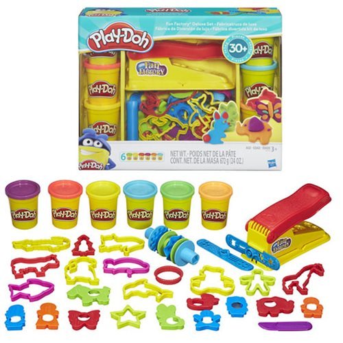 Play-Doh Fun Factory Deluxe Set with 31 Tools & 6 Cans - Creative Arts & Crafts Kit for Kids Ages 3+ | Easter Gifts for Boys & Girls, Preschool Learning Toys | Amazon Exclusive | Perfect for Birthday Parties & Classroom Activities