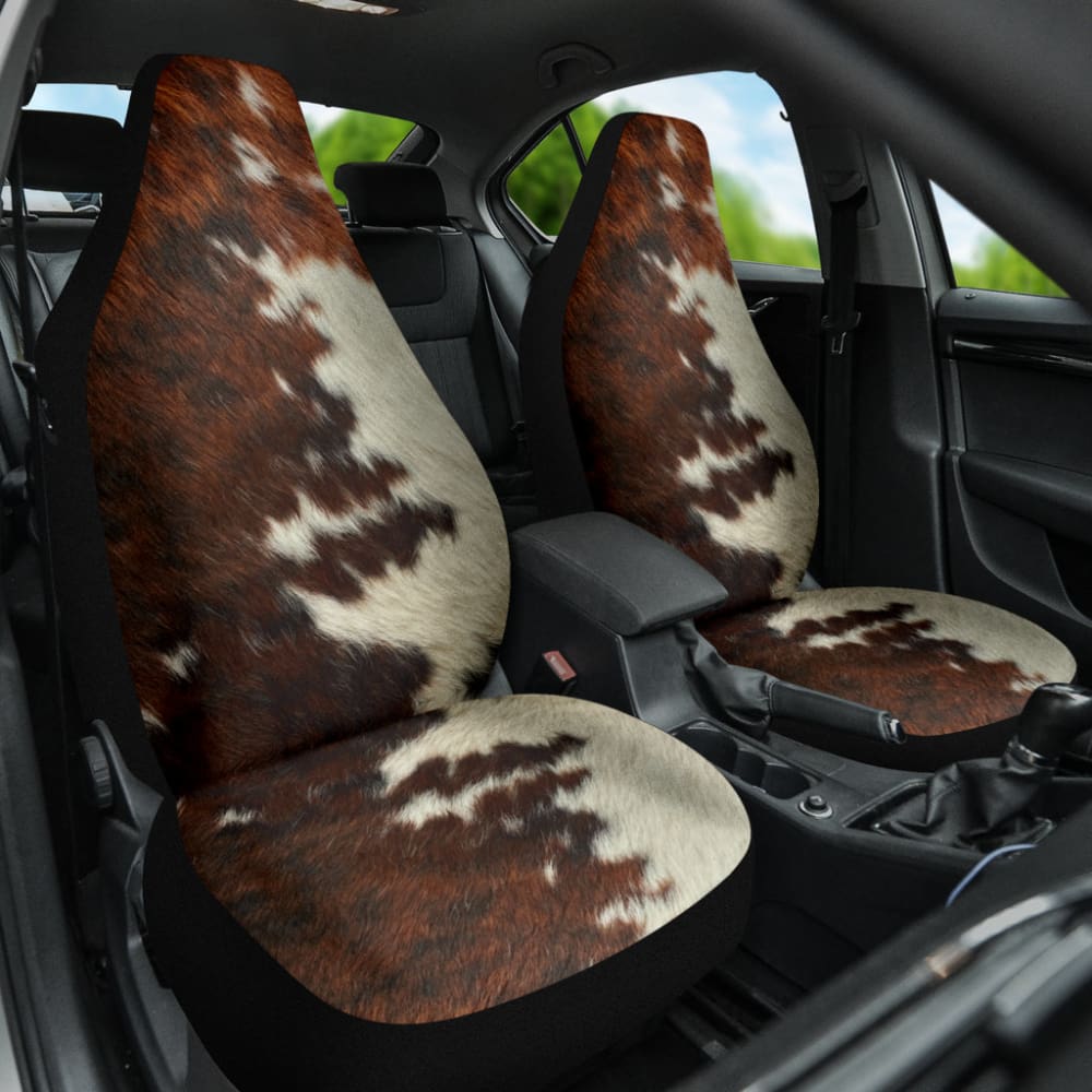 Premium Brown Cowhide Print Car Seat Covers - Custom Fit for Cars & Trucks - Best Gift for Car Lovers - Durable & Stylish Protection for Daily Commute & Road Trips