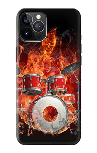 R1431 Skull Drum Fire Rock Phone Case for iPhone 12 & iPhone 12 Pro - Durable Protective Cover with Stylish Design for Daily Use & Outdoor Activities