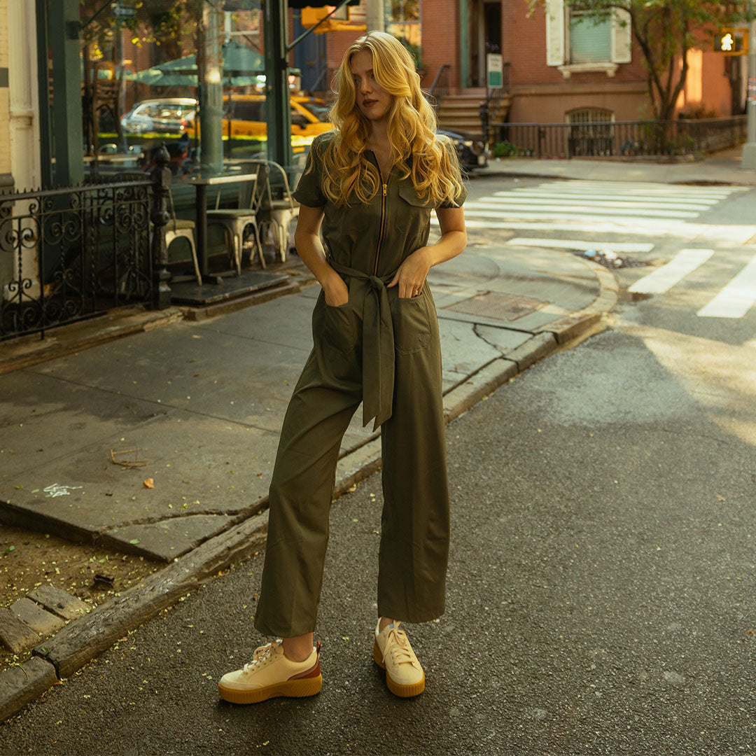 Stylish Olive Green City Jumpsuit for Women - Trendy One Piece Outfit for Urban Fashion, Workwear & Casual Wear