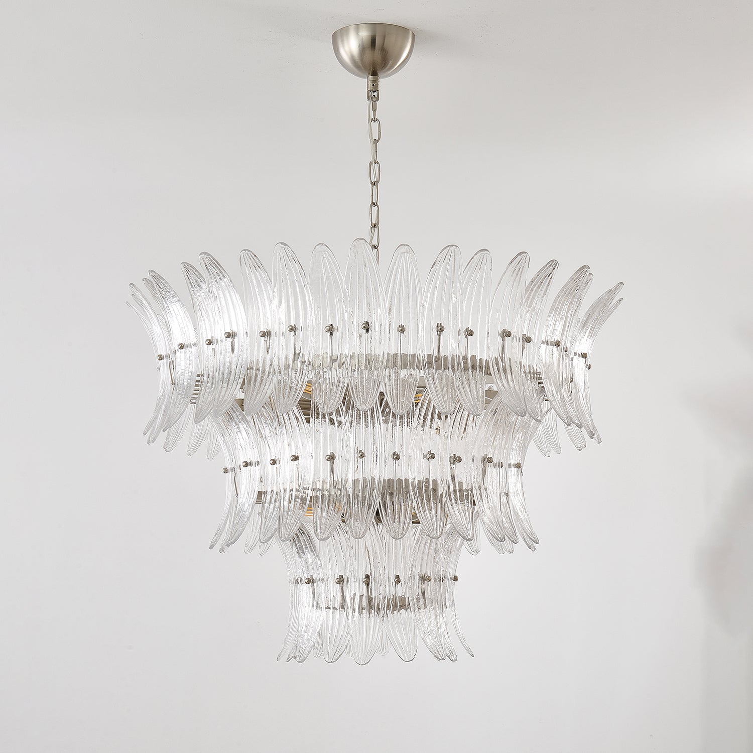 Murano Palmette Chandelier - Elegant Venetian Glass Ceiling Light Fixture for Dining Room, Living Room & Bedroom Decor