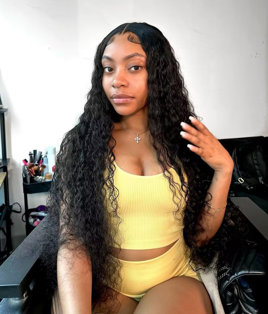 5x5 Deep Curly Lace Front Wigs Human Hair - Brazilian Wet & Wavy HD Transparent Pre-Plucked Lace Closure Wigs for Black Women (34IN) | Perfect for Daily Wear, Parties & Special Occasions