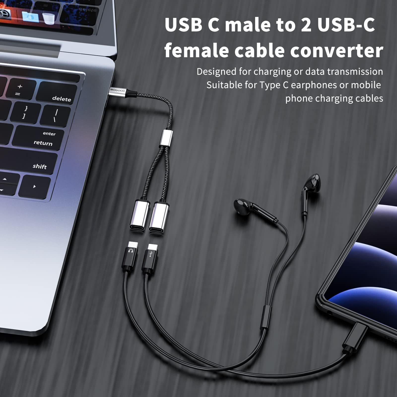 Dual USB C Female Adapter - 2 Port USB C Splitter, 5V/0.9A Power Output, Durable Compact Design for Data Transfer & Device Syncing - Perfect for Laptops, Phones & Tablets