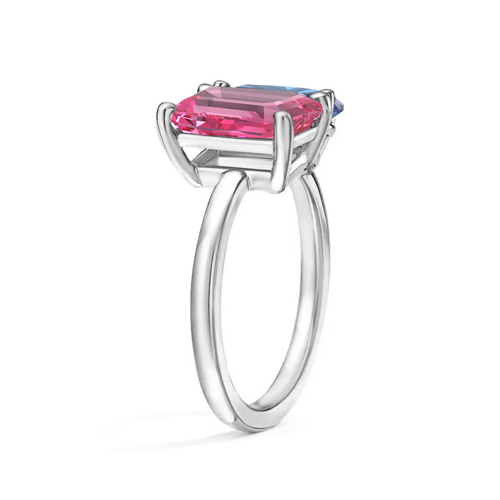 Personalized Pink Tourmaline Toi et Moi Ring - Custom Birthstone Anniversary Jewelry for Couples, Women's Romantic Gift for Valentine's Day, Engagement or Special Occasions