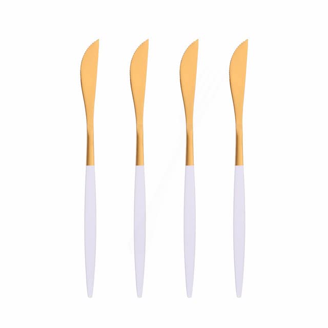 Premium 20-Piece Stainless Steel Silverware Set - Matte White Gold Cutlery for Dining (4 Forks, 4 Spoons, 4 Knives) - Elegant Dinnerware Set for Home, Restaurant & Special Occasions