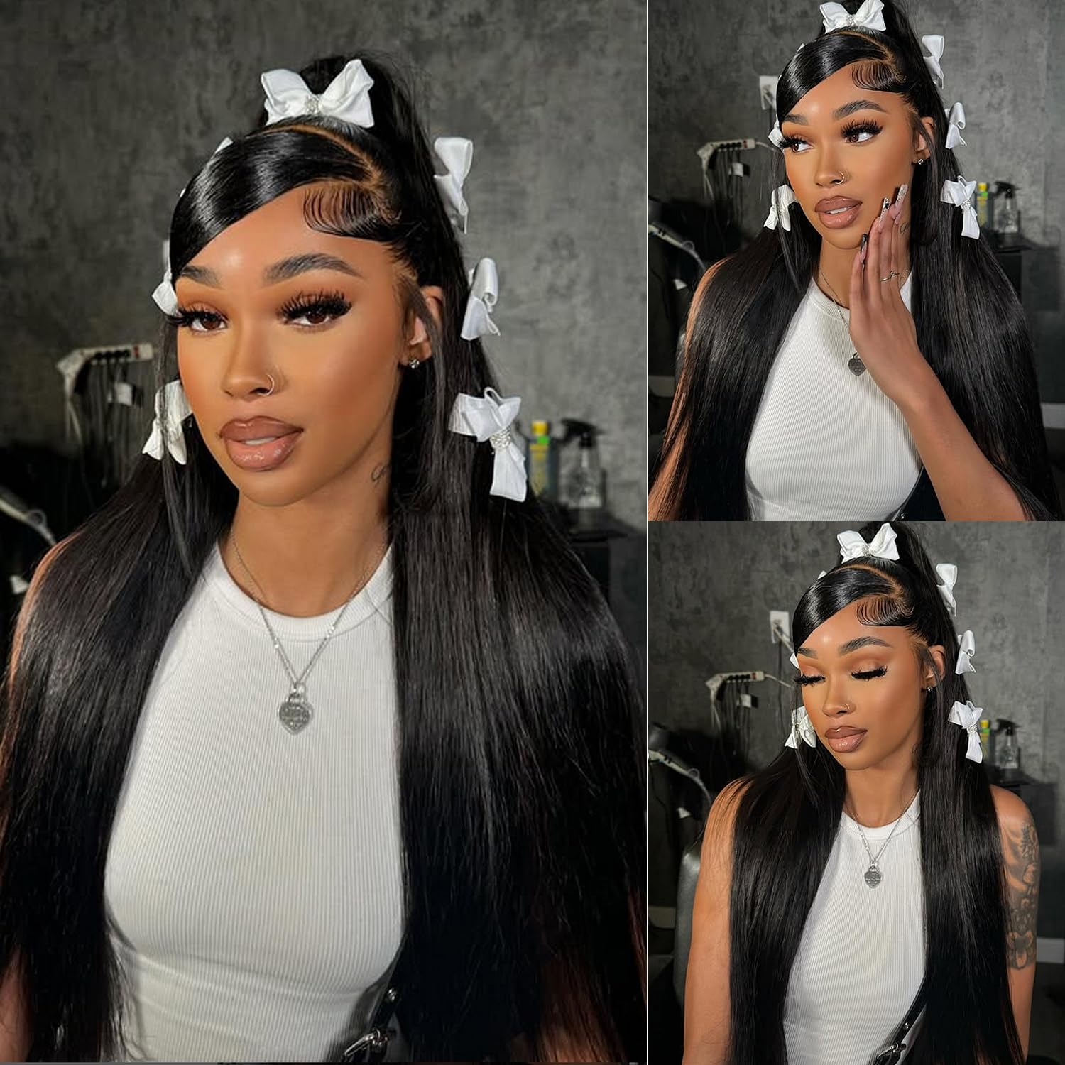 Lemoda 200 Density 13x6 Straight Full Lace Frontal Wigs Human Hair HD Transparent Lace Wig Pre Plucked Straight Lace Front Wigs for Black Women - 24 Inch Natural Color | Perfect for Daily Wear, Parties, Weddings & Special Occasions