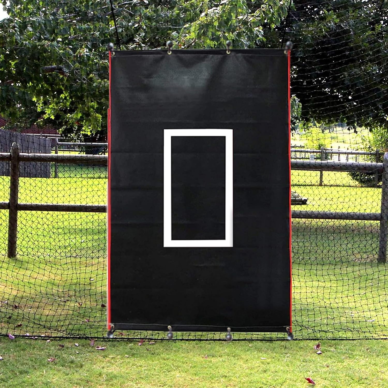 Durable Baseball Backstop with Strike Zone - Outdoor Pitching Practice Net