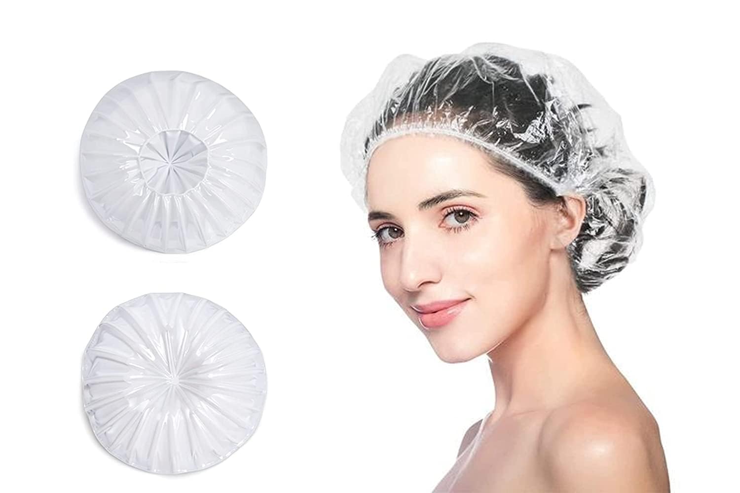 Clayherbs 100 Sets Disposable Shower Caps for Hotels & Travel | Eco-Friendly Box Packaging | Bulk Pack of 100 | Waterproof Hair Protection for Spa, Salon & Home Use