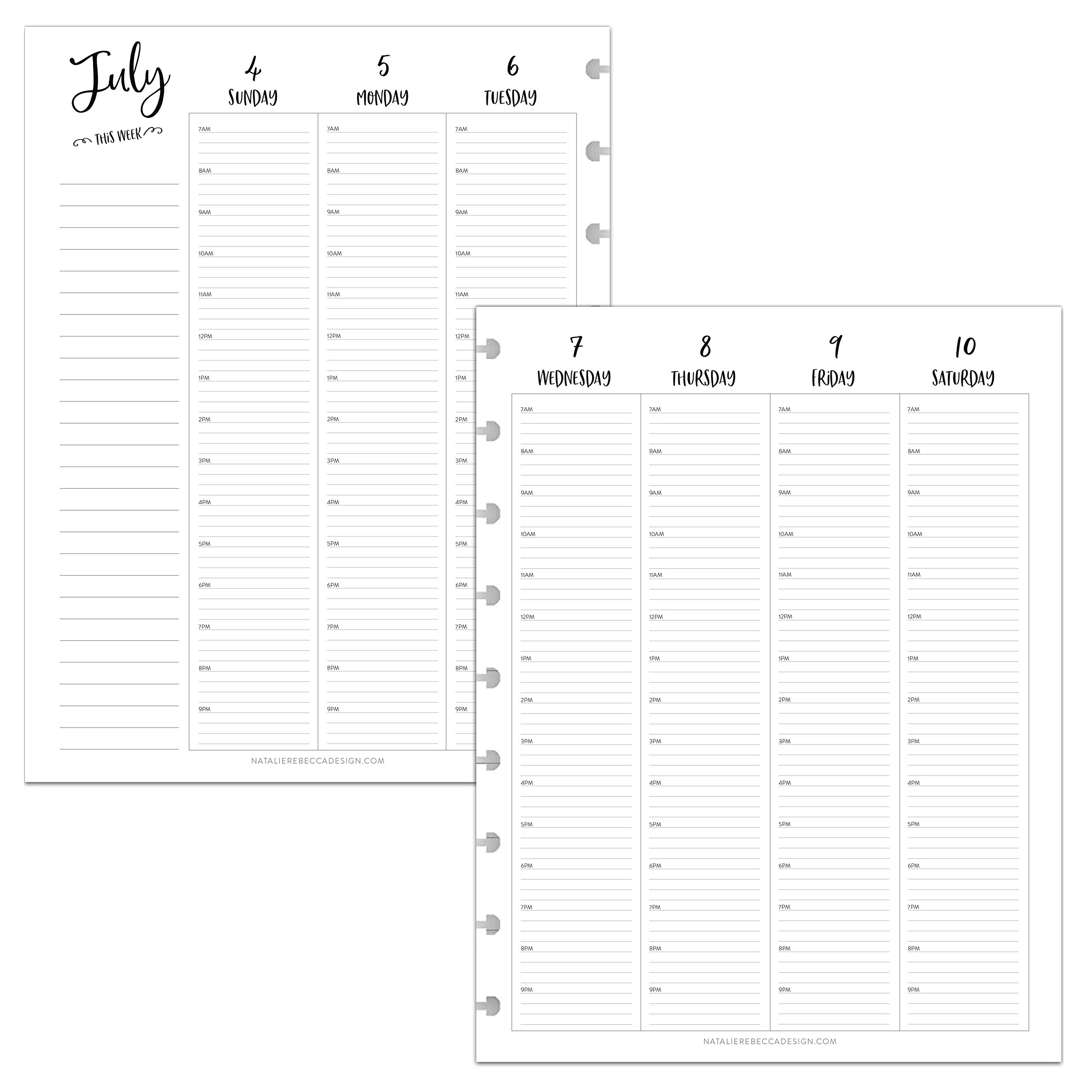 BetterNote July 2025 - June 2026 Academic HOURLY Planner - 9-Disc Discbound Notebook Refill - Compatible with Levenger Circa, Big Happy Planner, Staples Arc, TUL (7