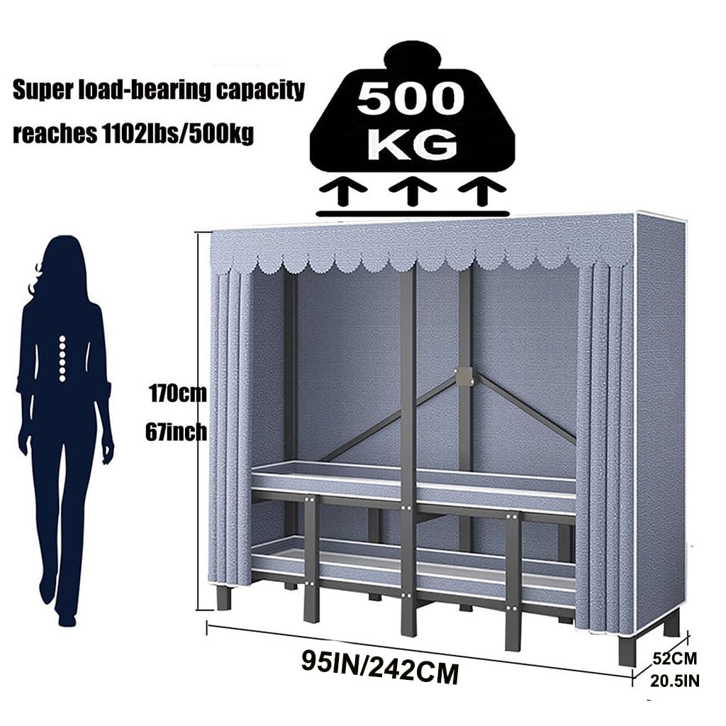 Heavy-Duty Foldable Clothing Rack with Shelf - 95 Inch Free Standing Garment Rack with Cotton Cover, 1100lb Capacity for Bedroom, Closet & Wardrobe Storage | Perfect for Home Organization, Laundry Room, Dorm & Portable Closet Solutions