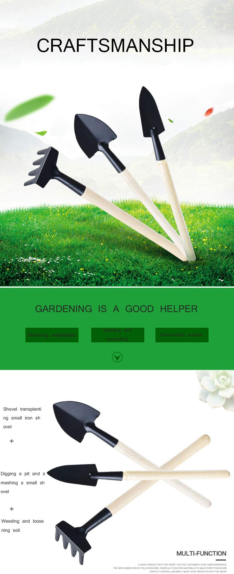 Premium Mini Outdoor Bonsai Tool Set - Handmade Planting Spade & Shovel for Gardening, Pruning, and Plant Care - Perfect for Home Garden, Balcony Plants, and Bonsai Tree Maintenance