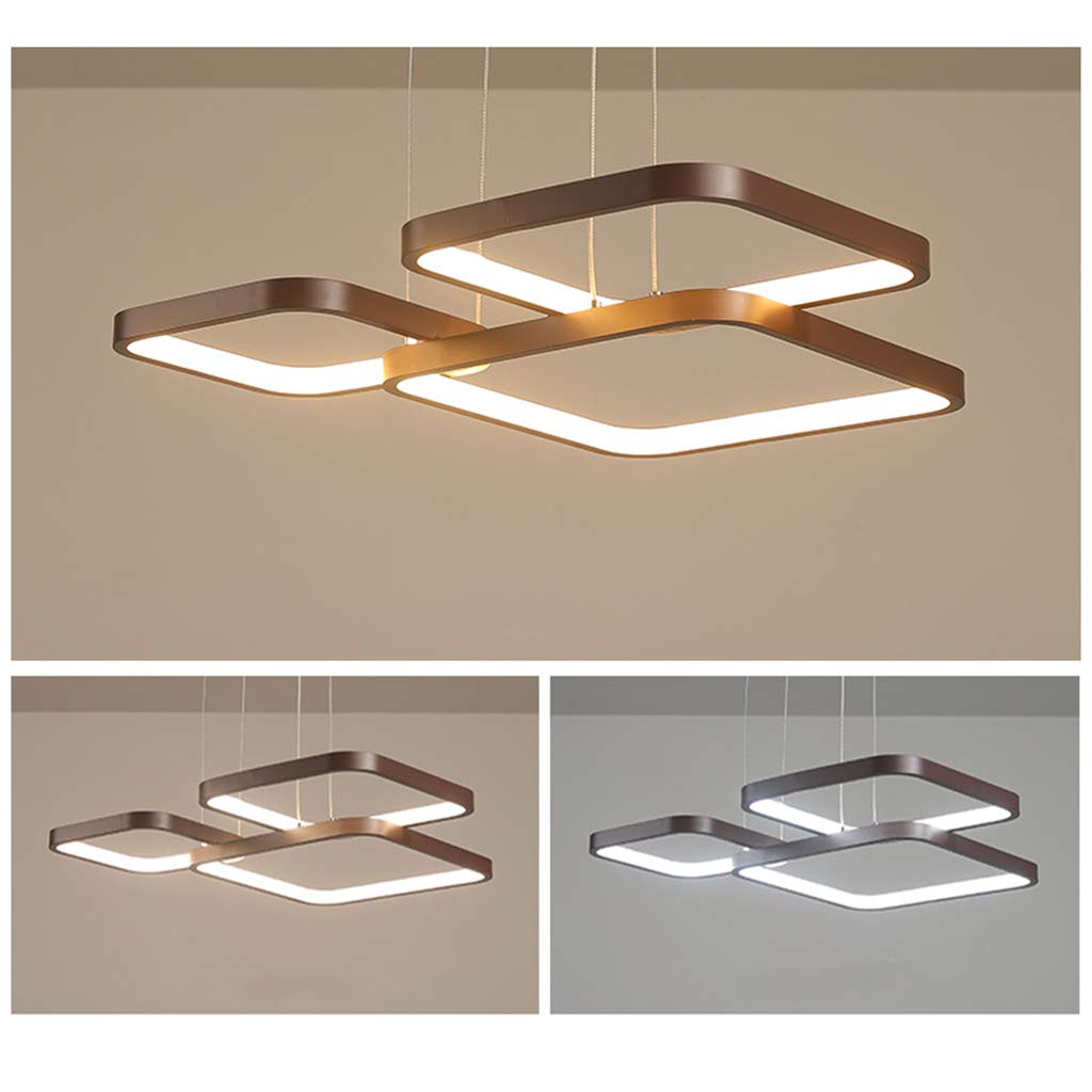 Modern Geometric LED Chandelier Ceiling Light - Round & Square Design with Remote Control & Stepless Dimming - Perfect for Bedroom, Living Room, Dining Room & Home Decor