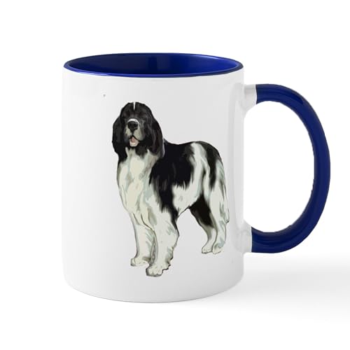White/Navy Inside - Standing Landseer Newfoundland Mug