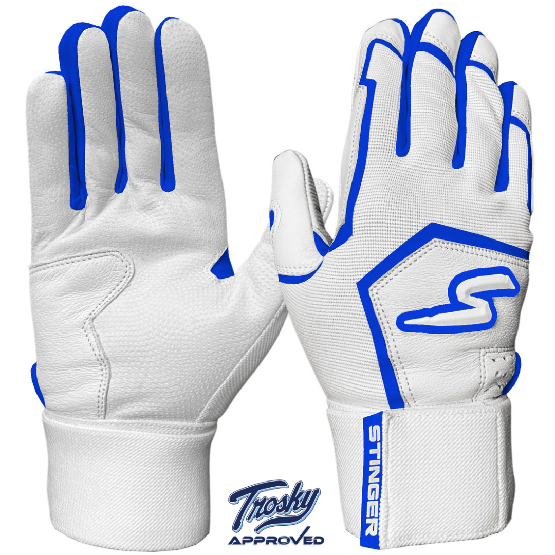 Winder Series Batting Gloves - Royal & White | Premium Baseball & Softball Gloves for Training & Games | Durable Grip for Hitting & Fielding