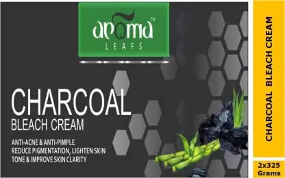 Aroma Leaf Charcoal Bleach Cream (325g) - Deep Cleansing & Whitening for Face & Body - Perfect for Acne, Blackheads & Skin Brightening at Home or Salon