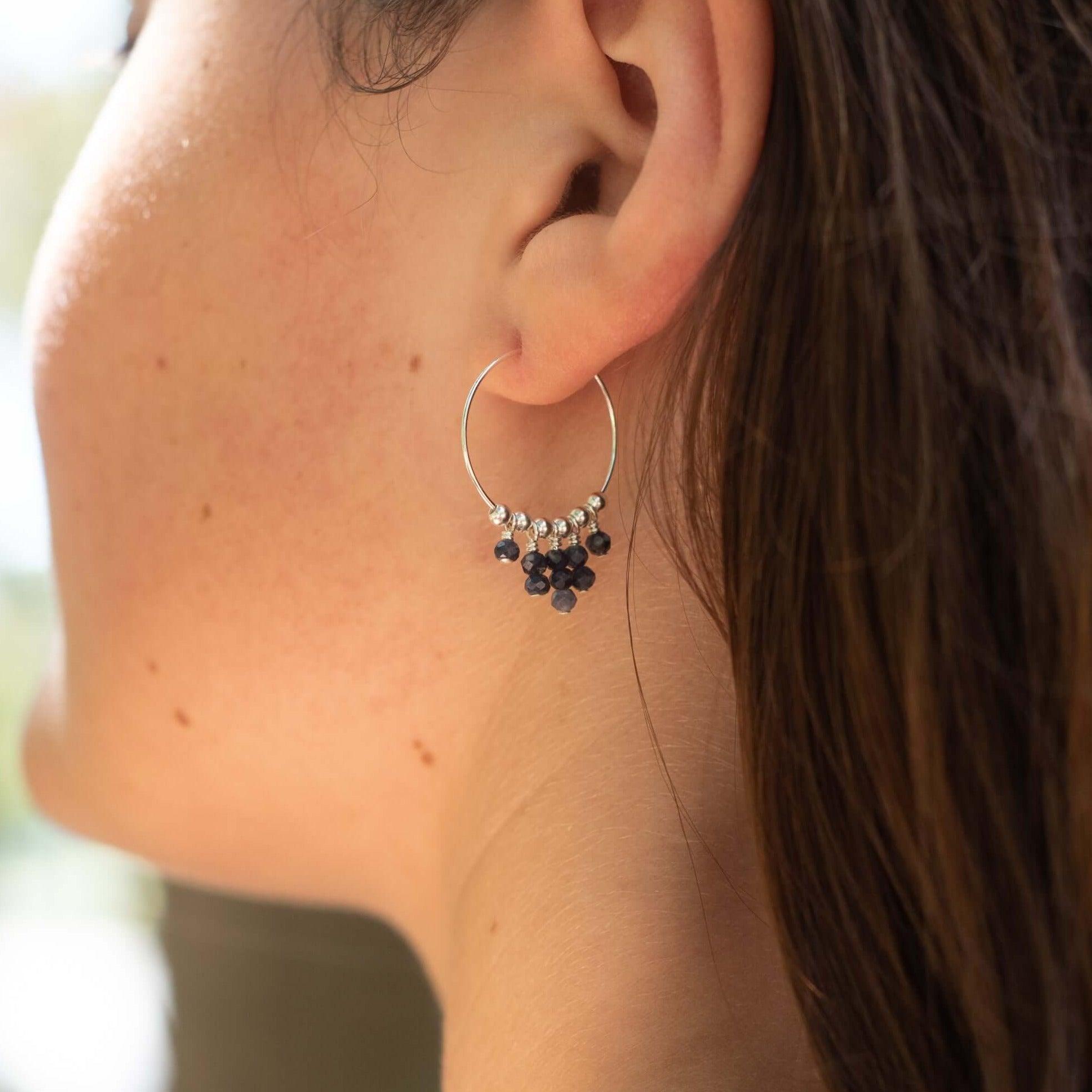 Elegant Sapphire Statement Hoop Earrings for Women - 925 Sterling Silver Dangle Earrings - Perfect for Parties, Weddings & Special Occasions