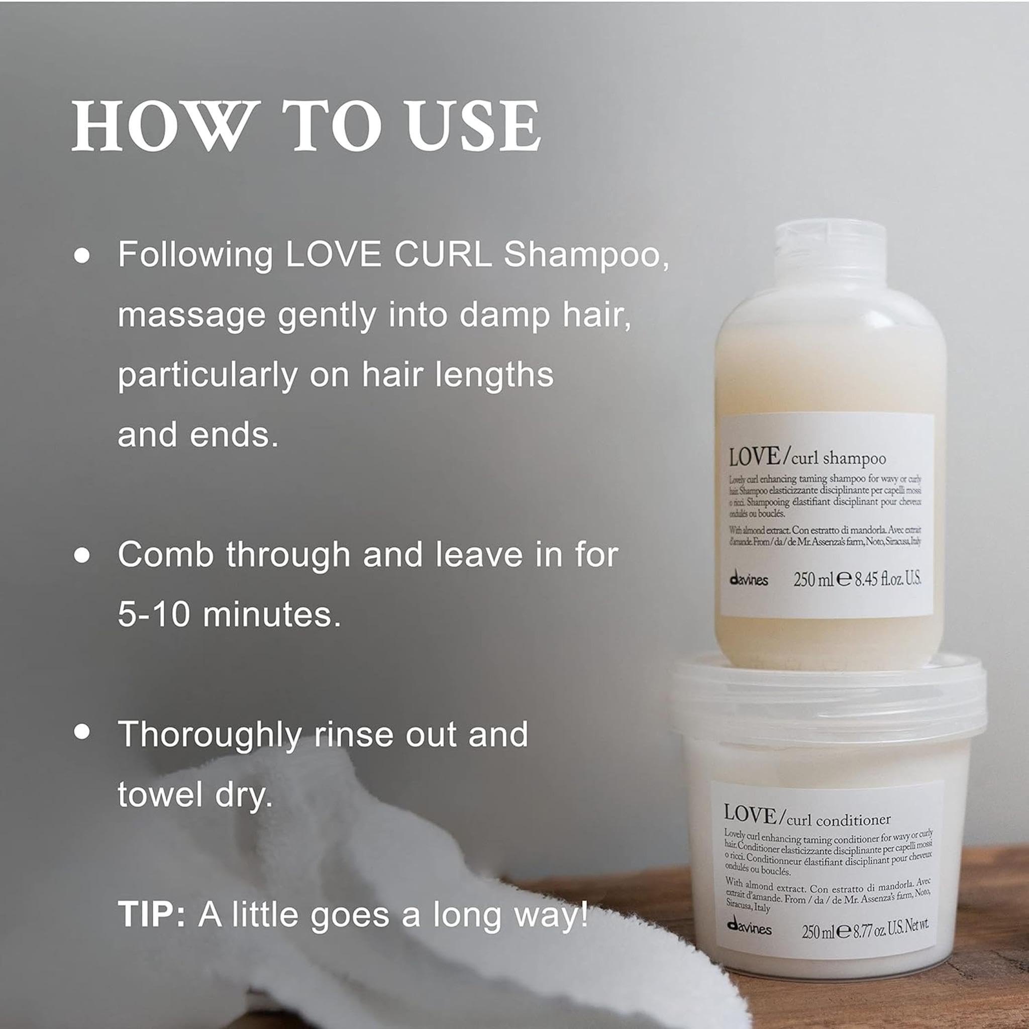 Davines LOVE Curl Conditioner with Curl Building Serum - Hydrating & Defining for Curly Hair - Perfect for Daily Curl Care & Frizz Control at Home or Salon