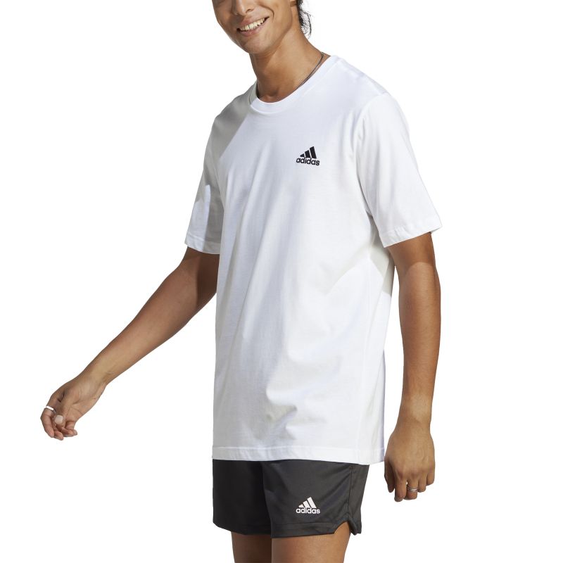 Adidas Men's Essentials Small Logo T-Shirt - Comfortable Casual Cotton Tee for Everyday Wear, Gym, and Street Style