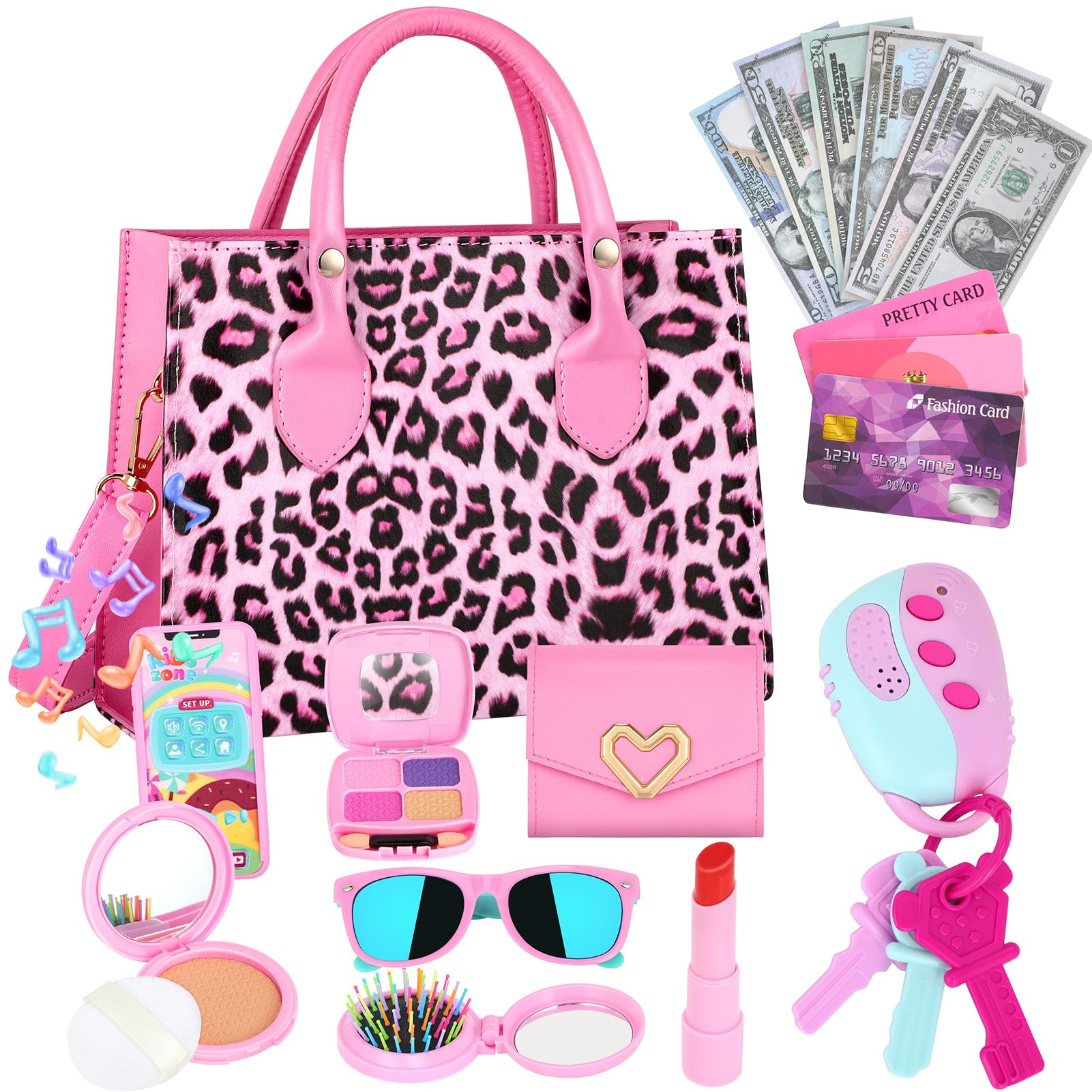 GIFTINBOX Play Toddler Girls Purse - Pretend Play Handbag Toy for Kids Age 3-8, Princess Dress Up Accessories & Birthday Gift for 3 4 5 6 7 8 Year Old Girls - Perfect for Role Play, Tea Parties & Dress Up Games