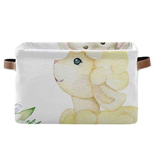 Waterproof Rectangular Storage Bin with Handles - Easter Holiday Canvas Fabric Toy Organizer for Kids Room, Laundry, Shelves | Home Storage Solution for Toys, Books & Clothes