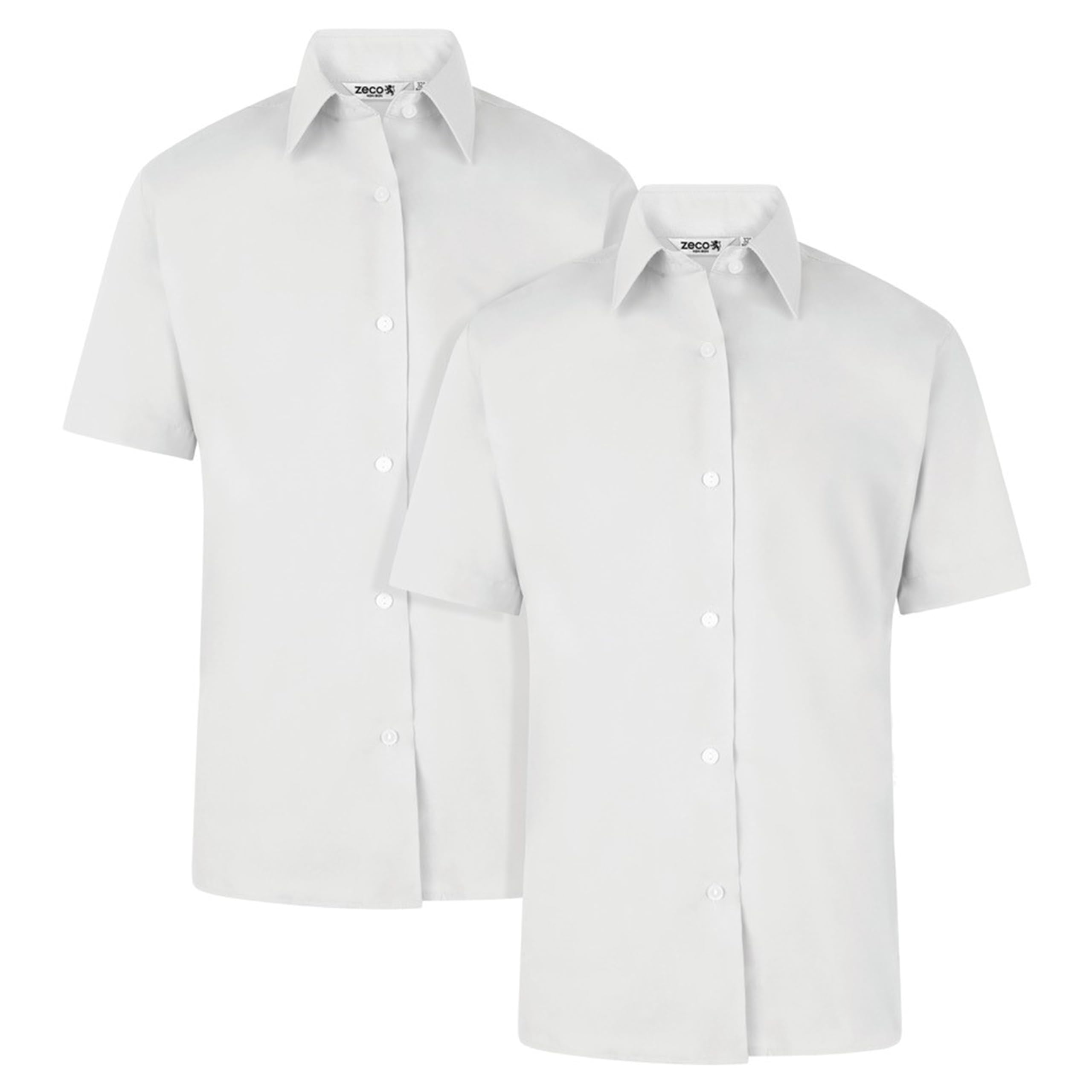(2 Pack) Girls Short Sleeve Non-Iron School Blouses - Comfortable & Wrinkle-Free Uniform Shirts for Class, Play & Everyday Wear