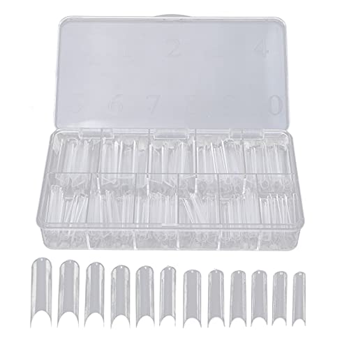 360pcs Clear Coffin False Nail Tips - Extra Long Half Cover Artificial Nails for Manicure, DIY Salon & Home Use - Includes Storage Box (#1) - Perfect for Parties, Weddings & Special Occasions