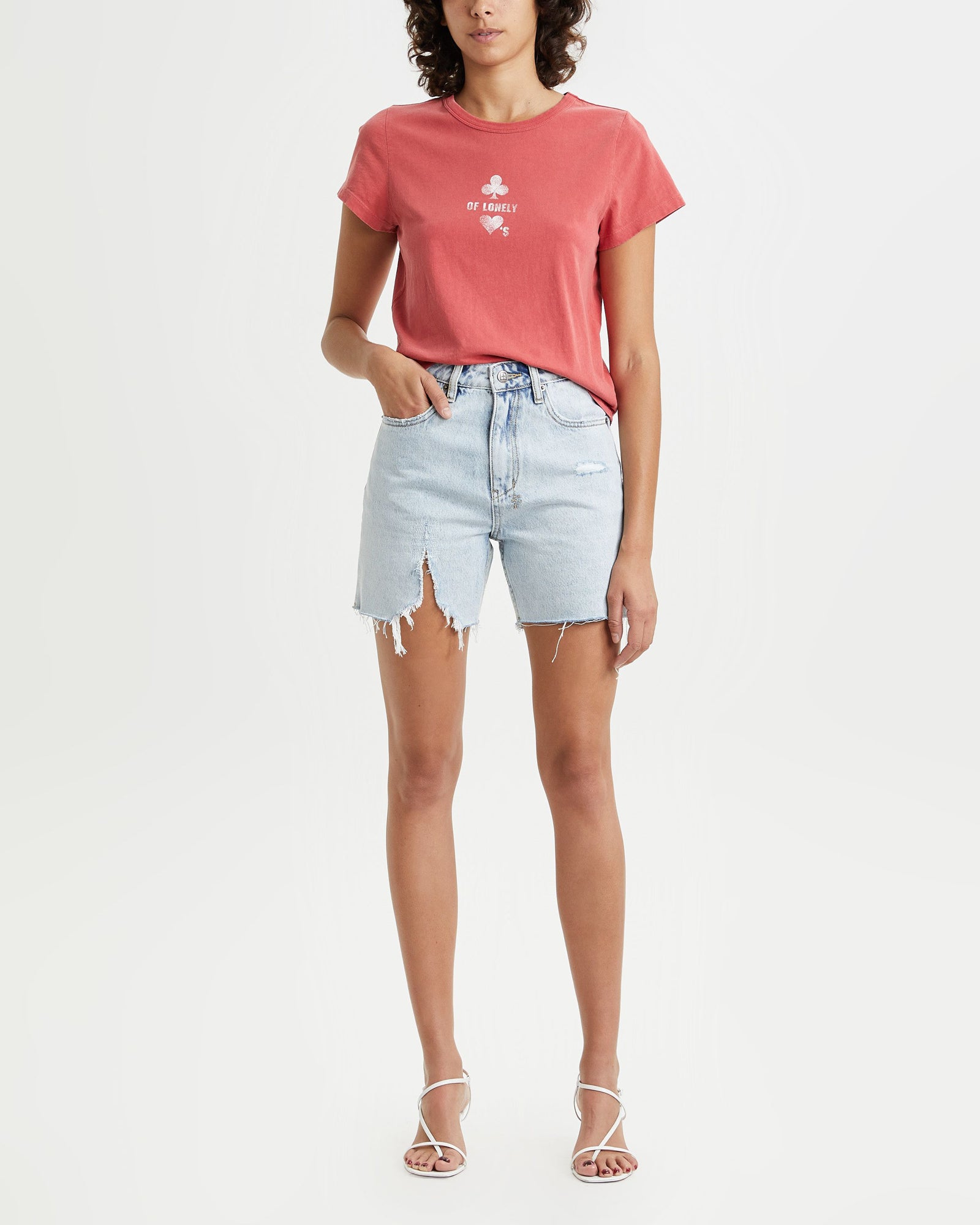 Lonely Heart Mini Short Sleeve T-Shirt for Women - Red Casual Tee for Summer Outfits, Streetwear & Everyday Wear