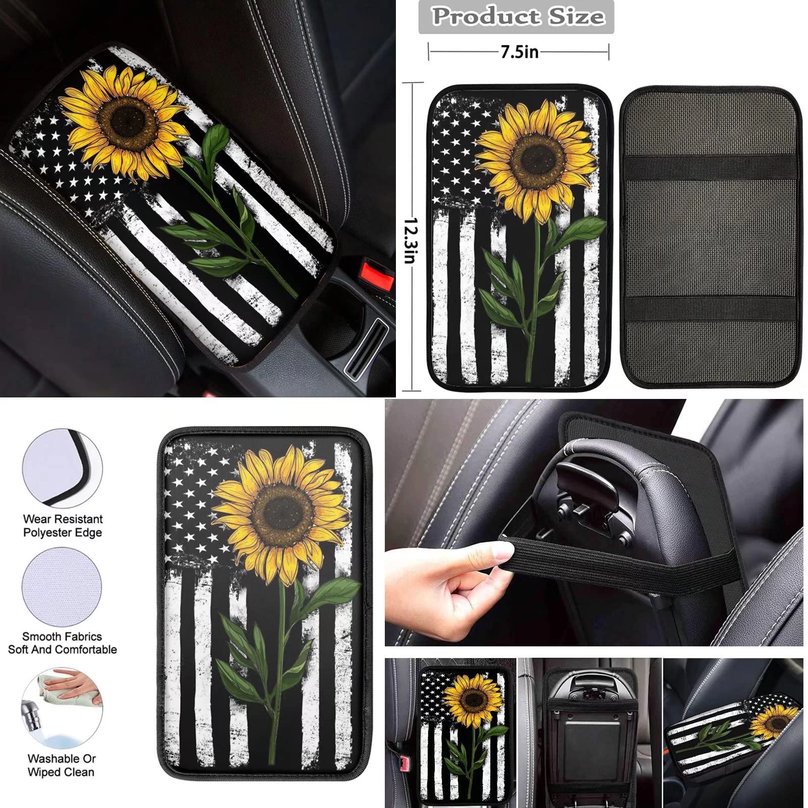 Sage Green Floral Car Seat Cover Set for Women - 12-Piece Cute Aesthetic Car Accessories with Steering Wheel Cover | Perfect for Daily Commute, Road Trips & Car Interior Decoration