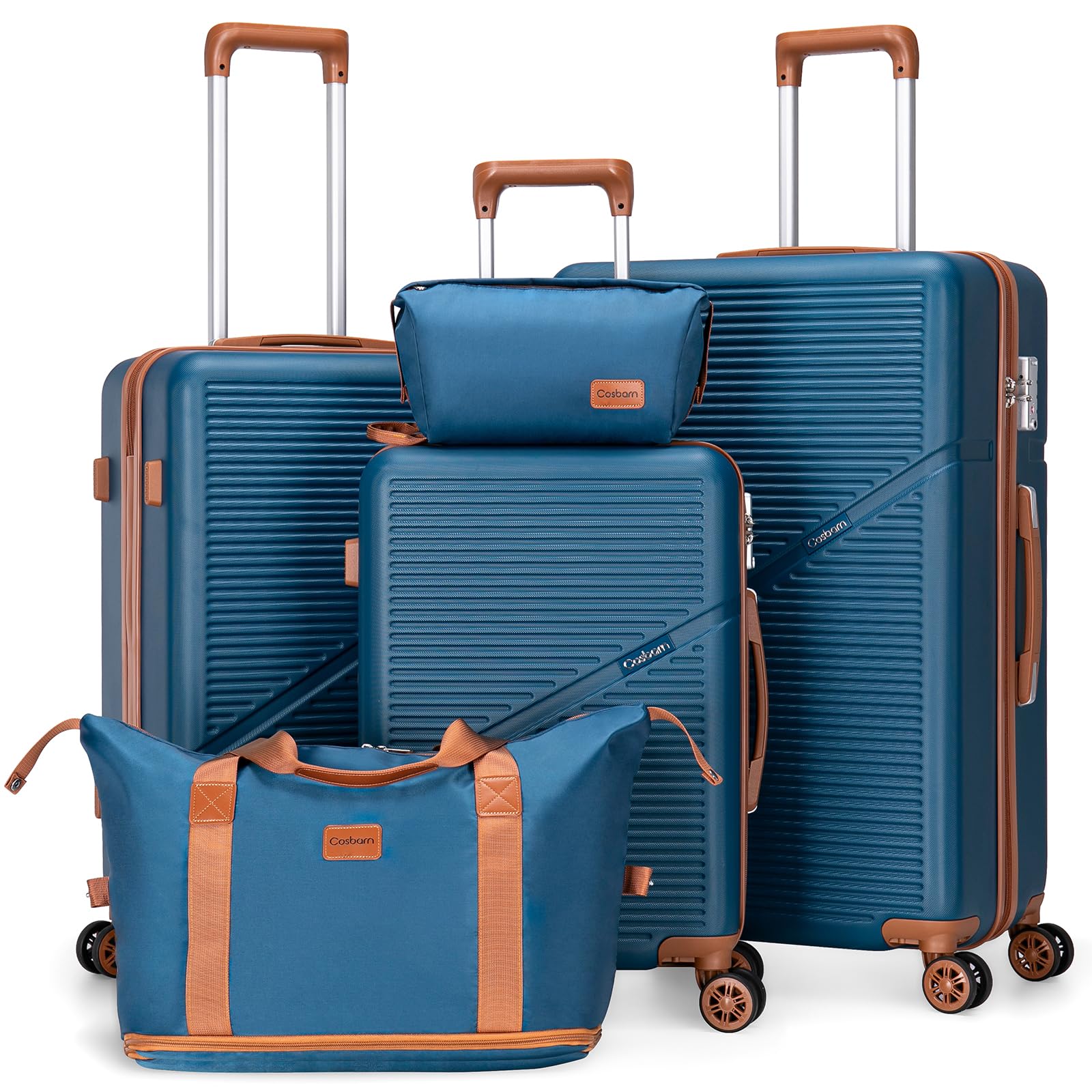 5-Piece ABS Hard Shell Luggage Set with Spinner Wheels - 22x14x9 Inch Airline Approved Carry-On Suitcases, TSA Lock & Waterproof Design for Travel, Business Trips & Family Vacations