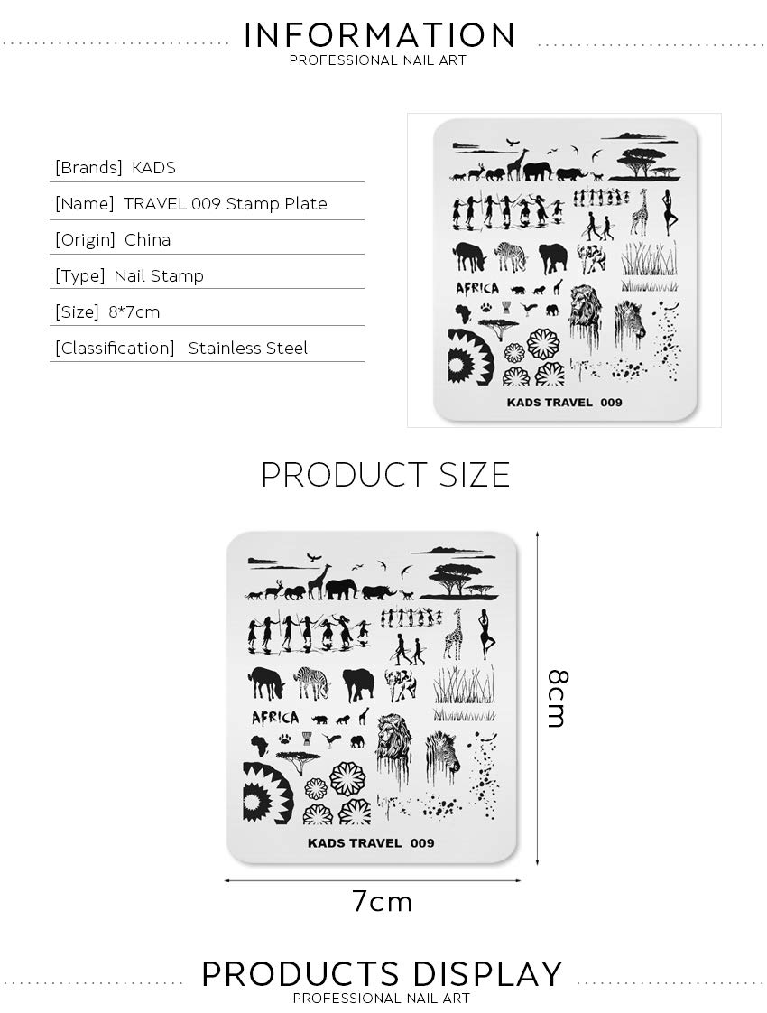 Professional KADS Nail Art Stamping Plates Set - 20 Unique Image Templates & Stencils with Durable Holder Case for Salon & Home Manicure | Perfect for DIY Nail Designs, Gifts & Professional Use (TR009)
