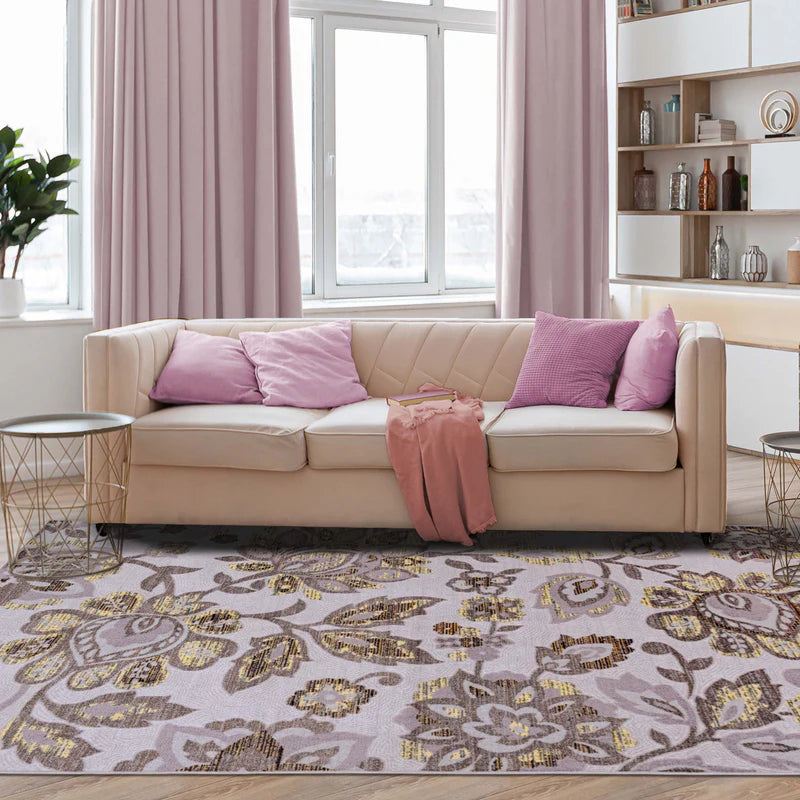 Jezabel Floral Non-Slip Washable Indoor Area Rug - Soft Comfort for Living Room, Bedroom & Nursery | Home Decor Essentials