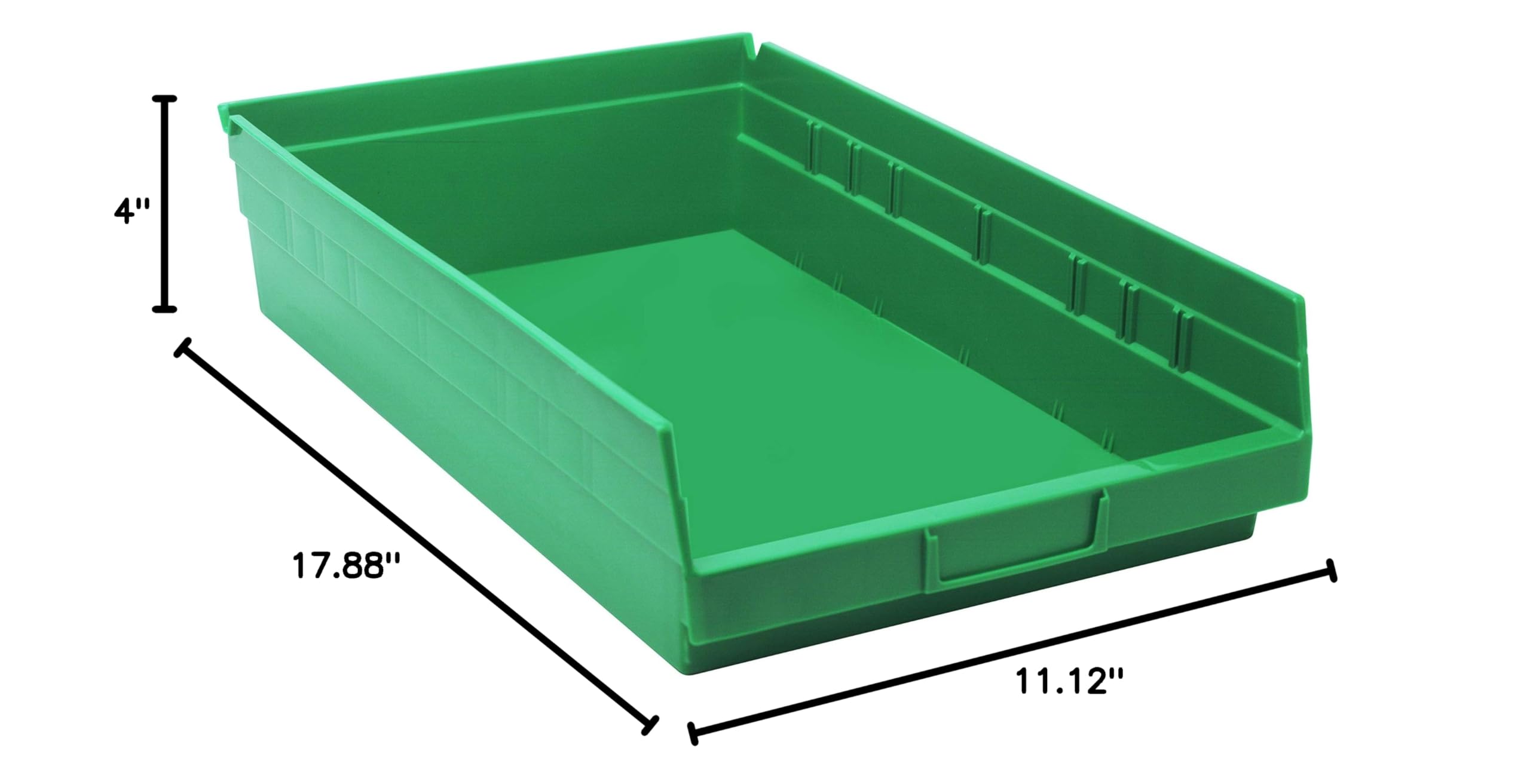 QUANTUM STORAGE SYSTEMS K-QSB110GN-2 2-Pack Green Plastic Shelf Bin Storage Containers, 17-7/8