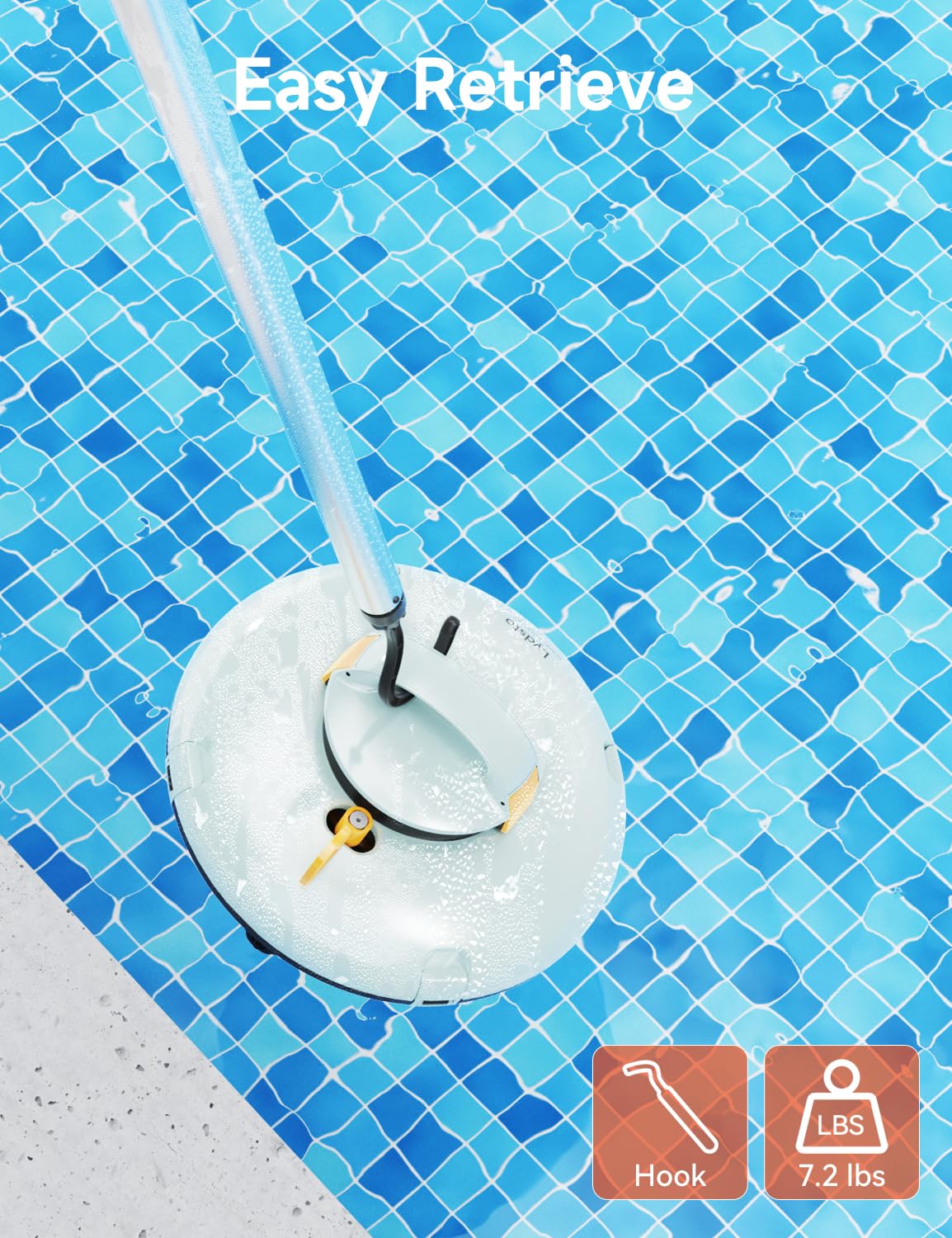 Automatic Cordless Robotic Pool Cleaner for Above Ground Pools - Rechargeable Battery, Dual-Drive Motors & Water Sensor Tech - Ideal for Flat Bottom Pools Up to 35ft (Yellow) - Perfect for Weekly Pool Maintenance & Seasonal Cleaning