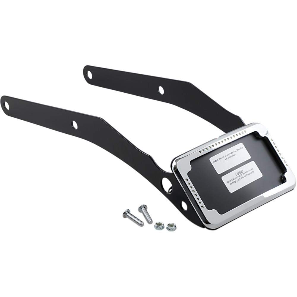 Cycle Visions CV4653 Chrome Curved Slick Signal Motorcycle License Plate Frame & Mount - Universal Fit for Harley, Honda, Yamaha & More - Perfect for Night Riding & Custom Bike Builds