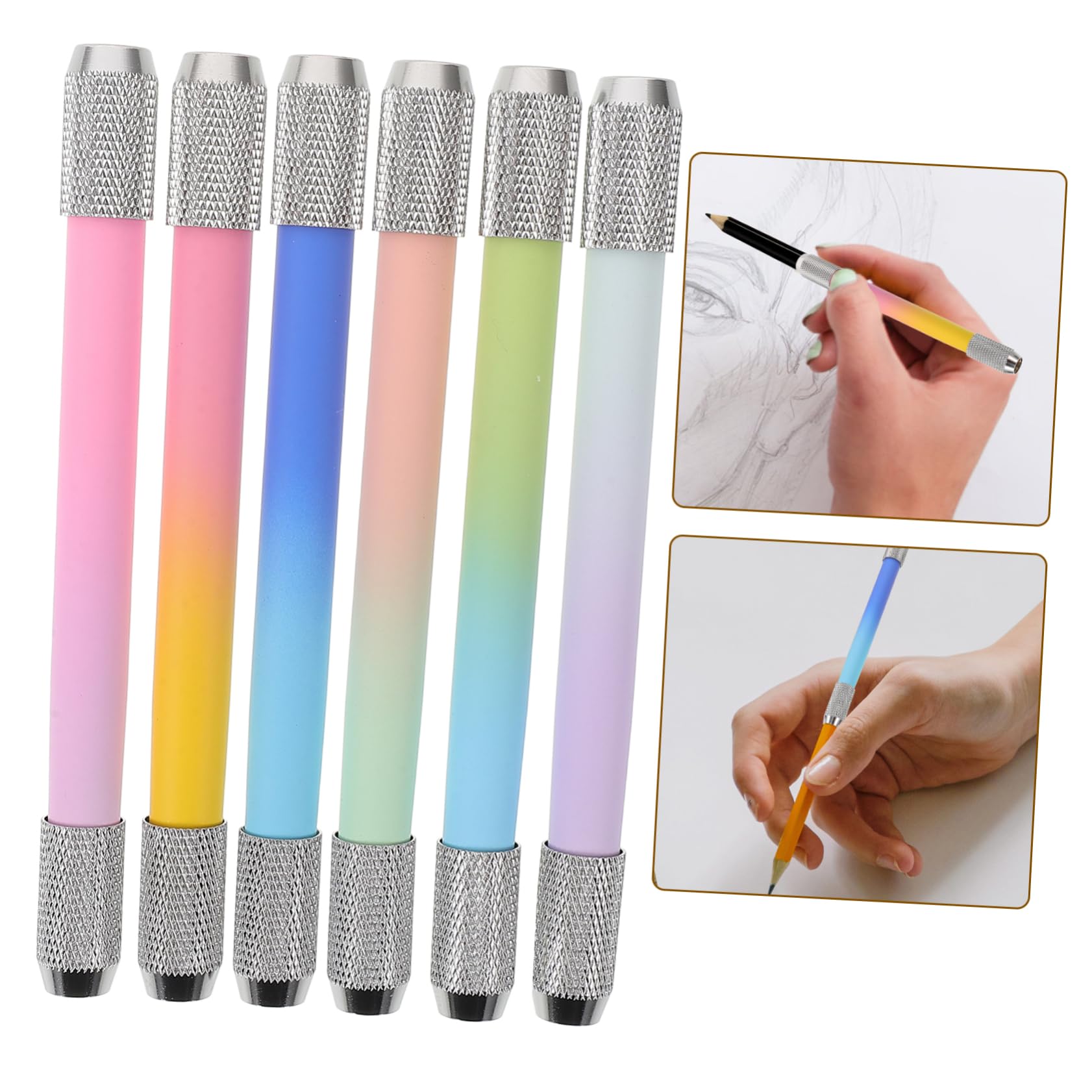 TEHAUX 12-Piece Colored Pencil Extender Set - Metal Pencil Lengthener Holders for Artists & Students - Perfect for Sketching, Drawing & Art Projects