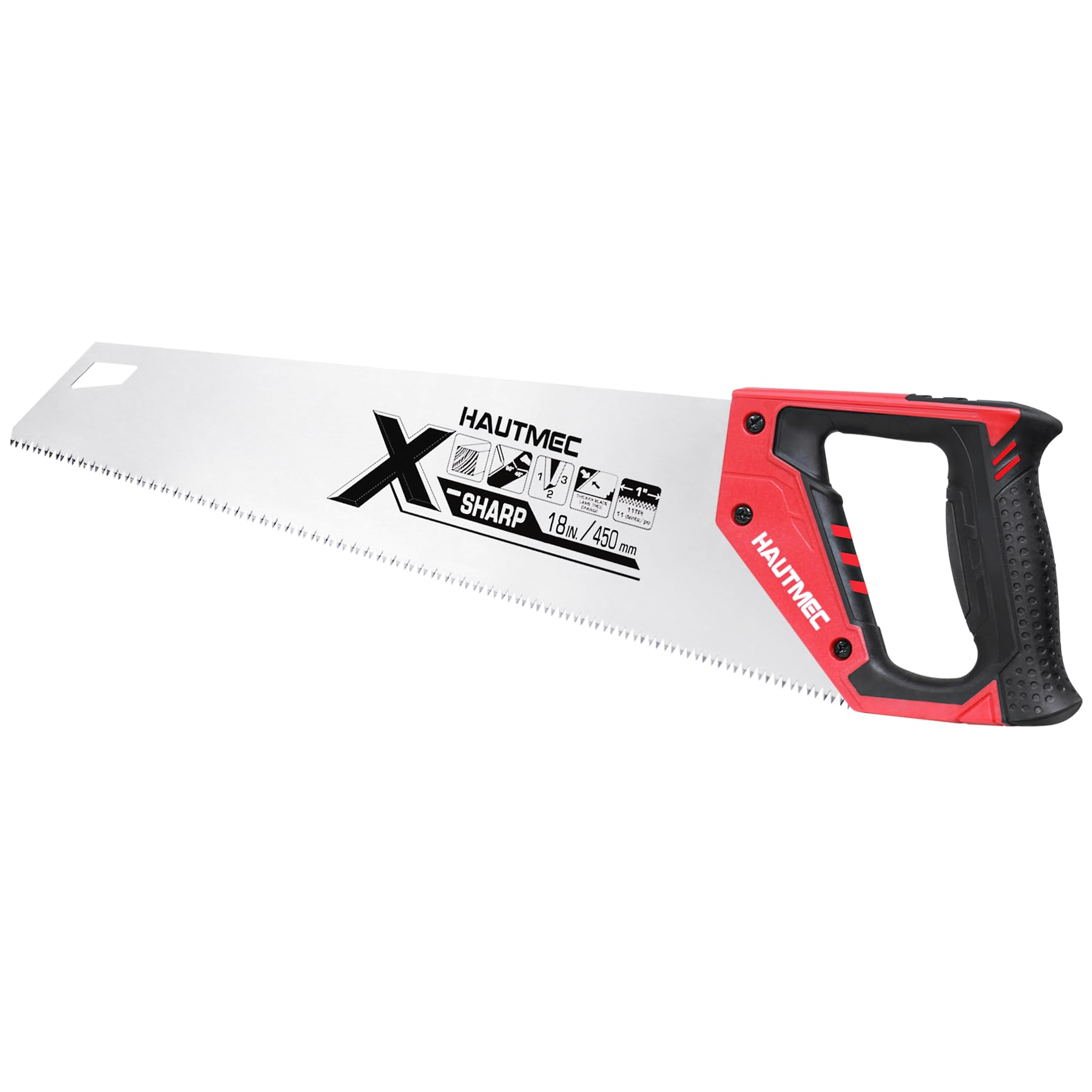HAUTMEC 18 Inch X-Sharp Pro Hand Saw - 7 TPI Fine Wood Cutting Saw - Professional Handsaw for Woodworking, Laminate & Plastic - Rip Cut & Cross Cut Saw (HT0151) - Perfect for Carpentry, DIY Projects & Home Improvement