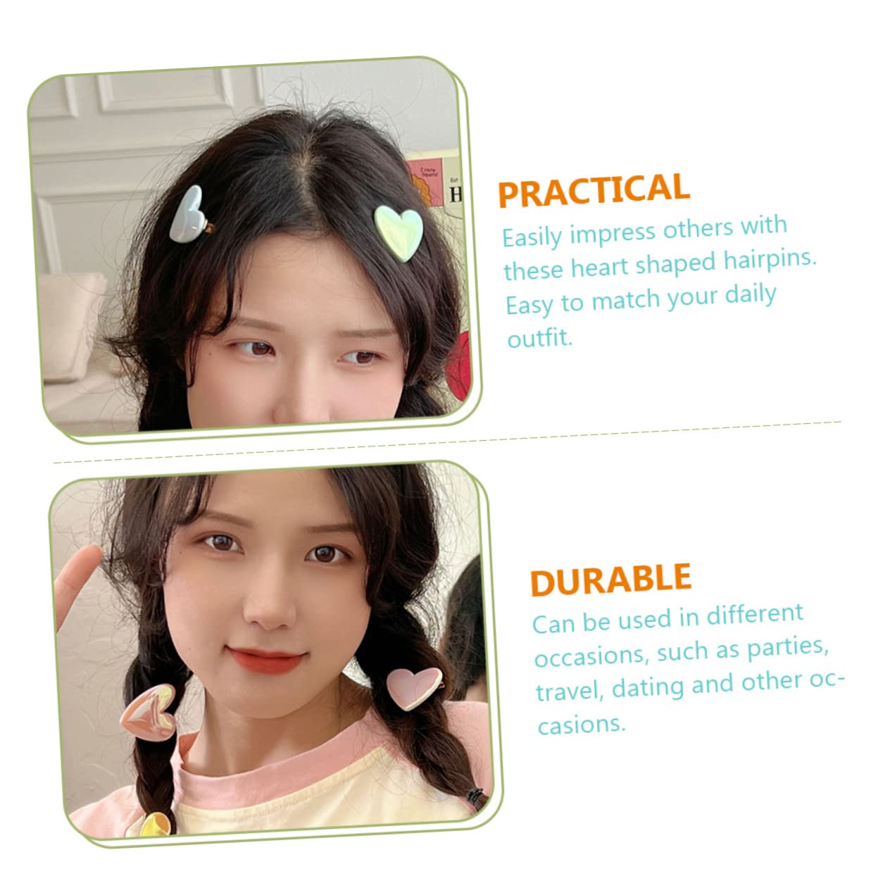 LALAFINA 20Pcs Kids Hair Clips - Cute Heart Barrettes for Girls, School & Party Use