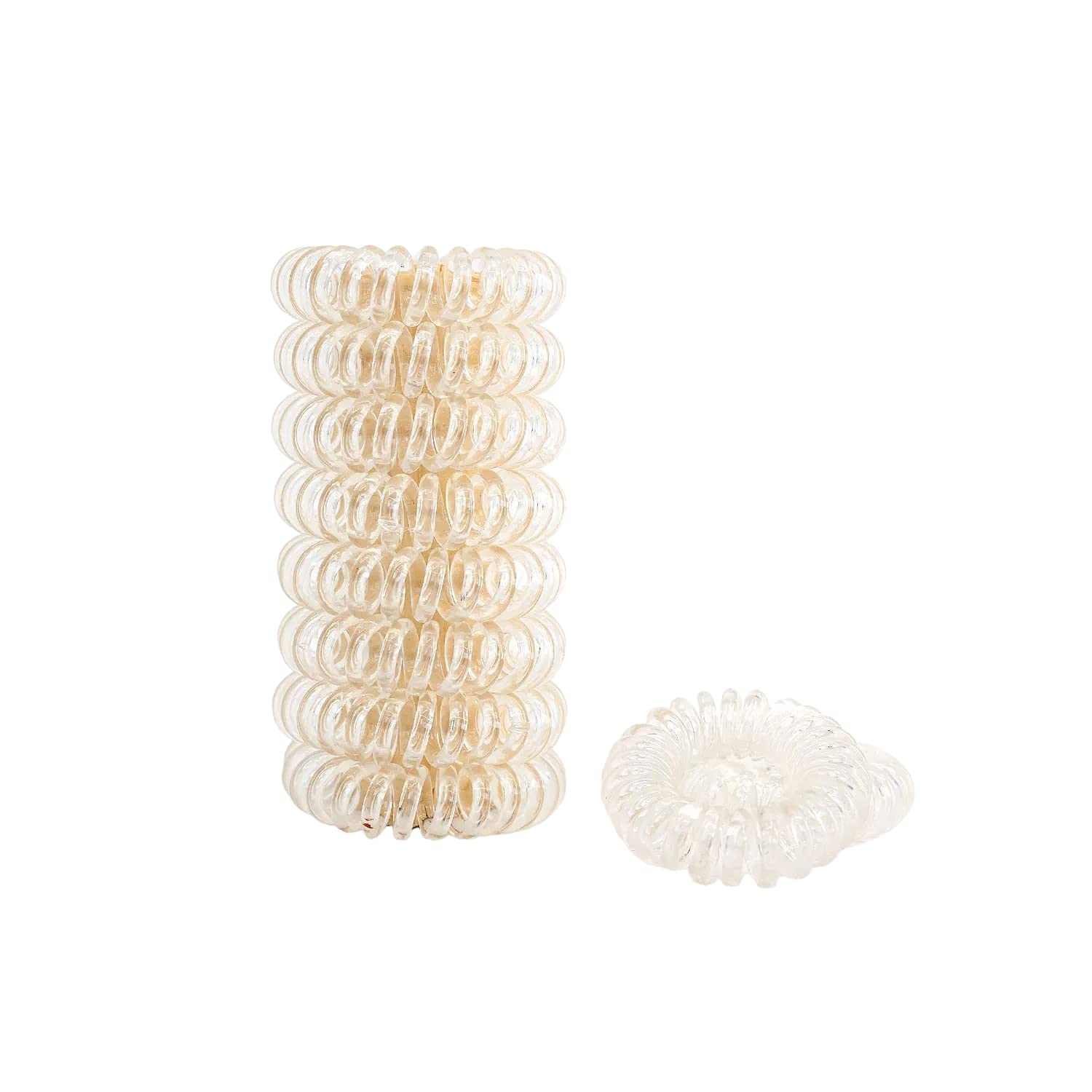 Gimme Beauty Spiral Hair Bands - No Crease Coil Hair Ties for Women & Girls - Transparent Hair Accessories for All Hair Colors - Strong Grip Without Pulling or Snagging - Clear Phone Cord Hair Bands (10 Pack) - Perfect for Workouts, Office, School & Everyday Use