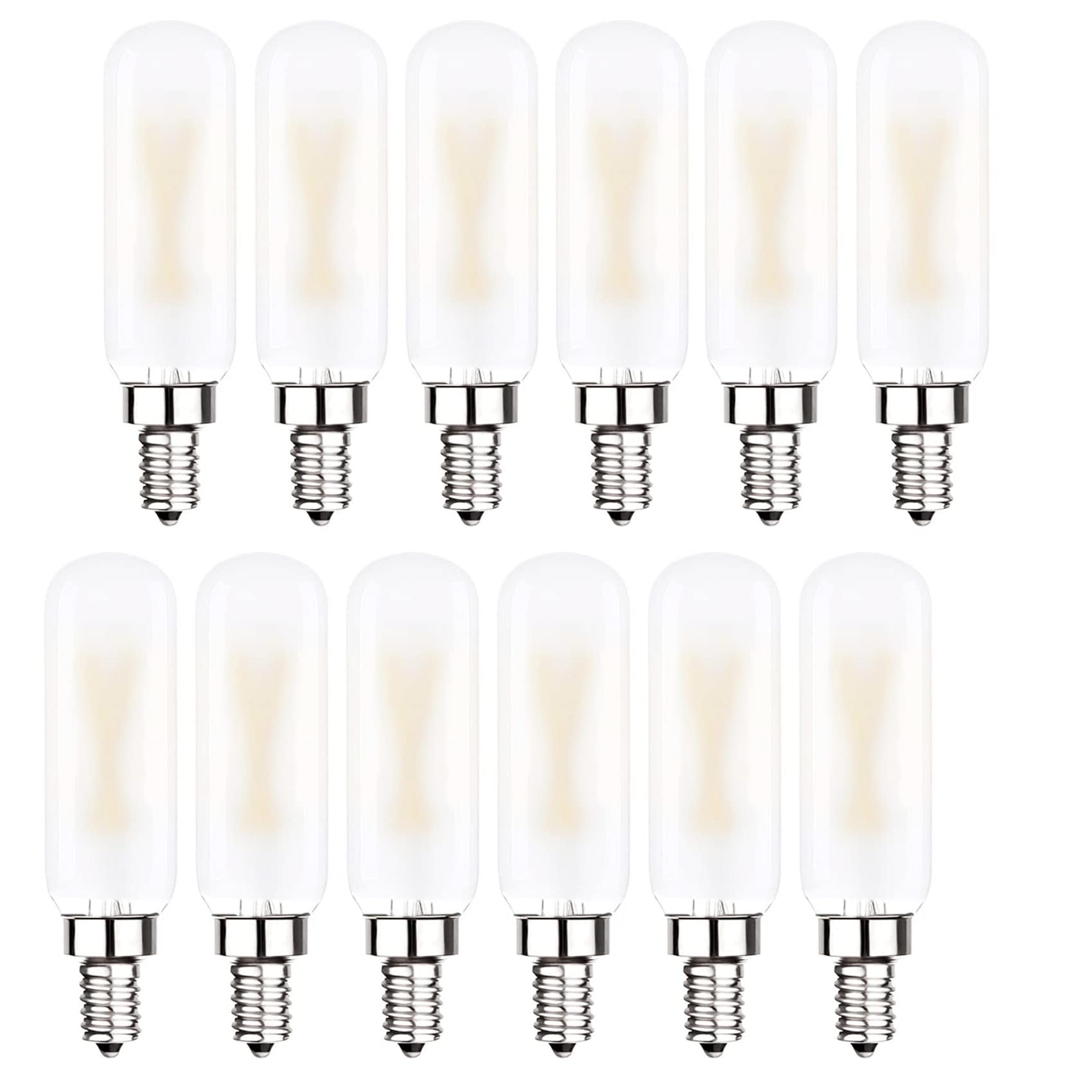 Dimmable T6 LED Bulb 25W Equivalent, E12 Candelabra Base, Soft White 3000K, T25 Mini Tubular Frosted Glass Filament - 12 Pack for Chandeliers, Ceiling Fans, and Vintage Lighting Fixtures